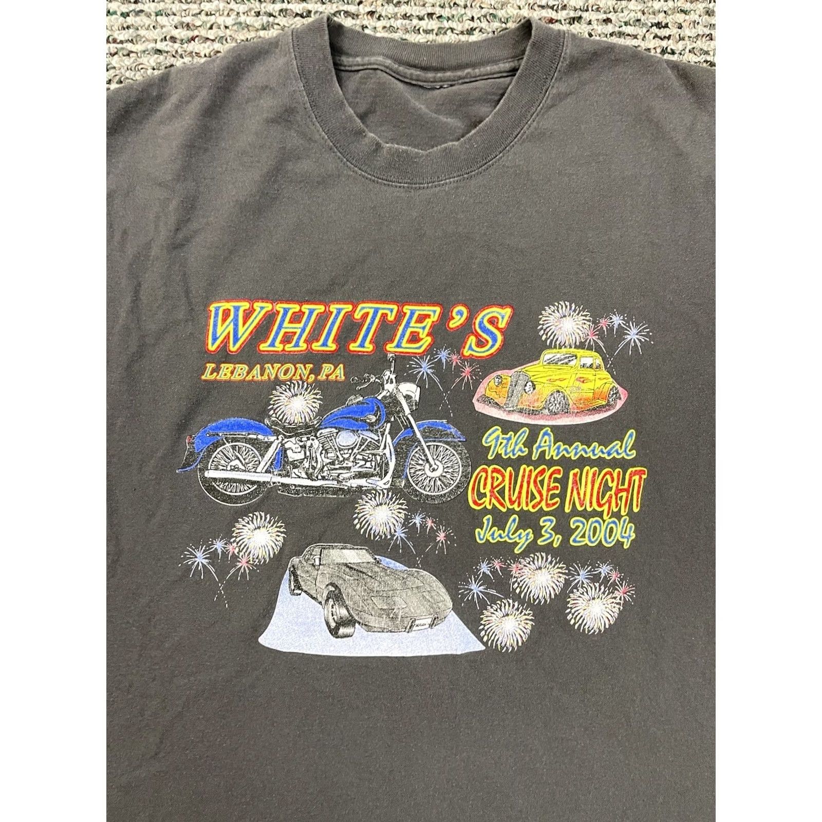 Harley Davidson VINTAGE Harley Davidson T-Shirt Adult L Cruise Night Biker Motorcycle Cotton USA Gray 90s Mens Size US L / EU 52-54 / 3 - 3 Thumbnail
