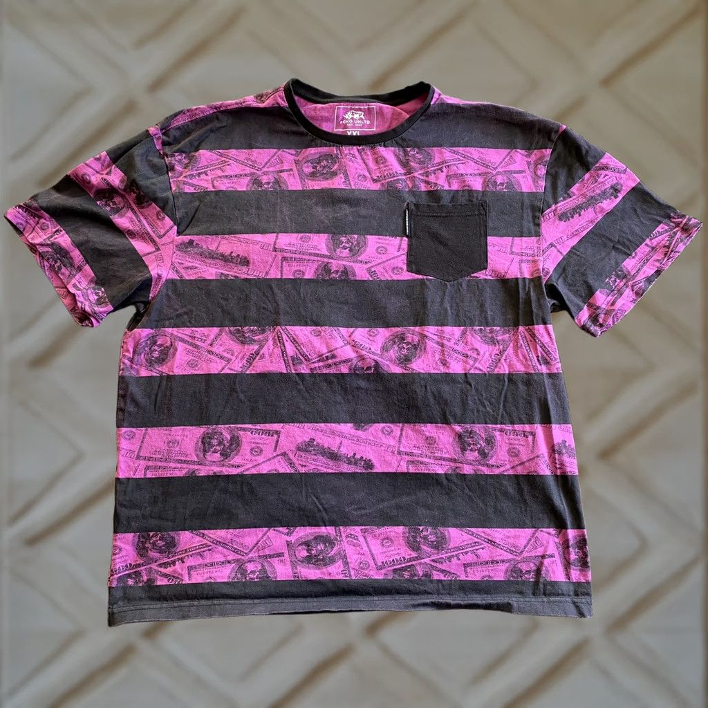 Vintage Echo Unlimited Money Shirt Men’s 2XL Purple/Black Front Pocket T-Shirt Mens XXL Black Money Pocket Echo Unlimited Money Shirt Size US XXL / EU 58 / 5 - 1 Thumbnail
