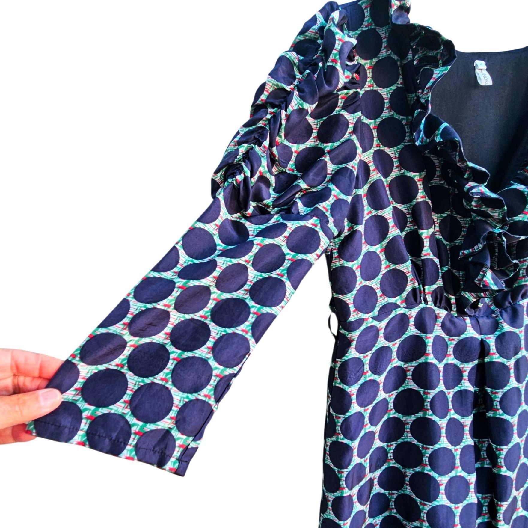 Tsumori Chisato Tsumori Chisato Silk Ruffle Dress Navy Dot Print Size M Fits Size M / US 6-8 / IT 42-44 - 10 Thumbnail