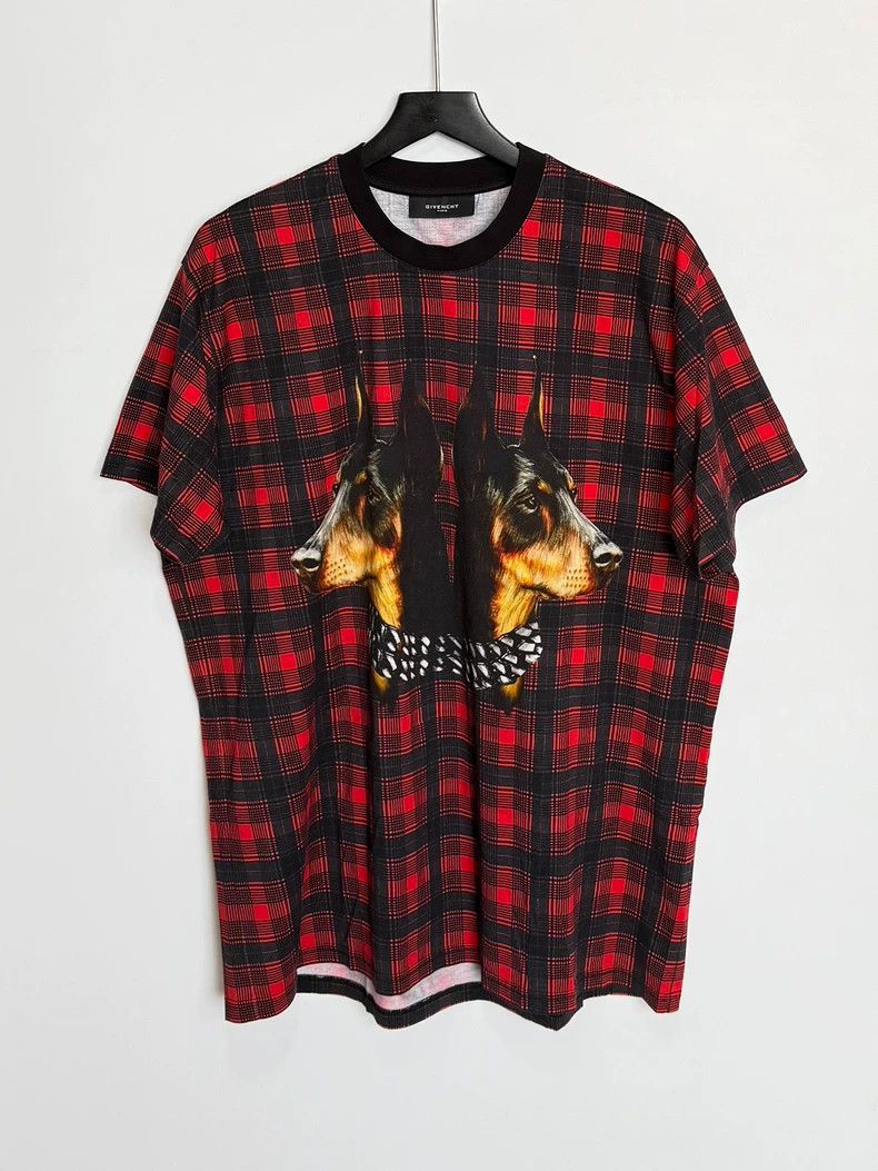 Givenchy Givenchy Red Checkered Doberman Short-Sleeved T-Shirt Size US XS / EU 42 / 0 - 1 Thumbnail