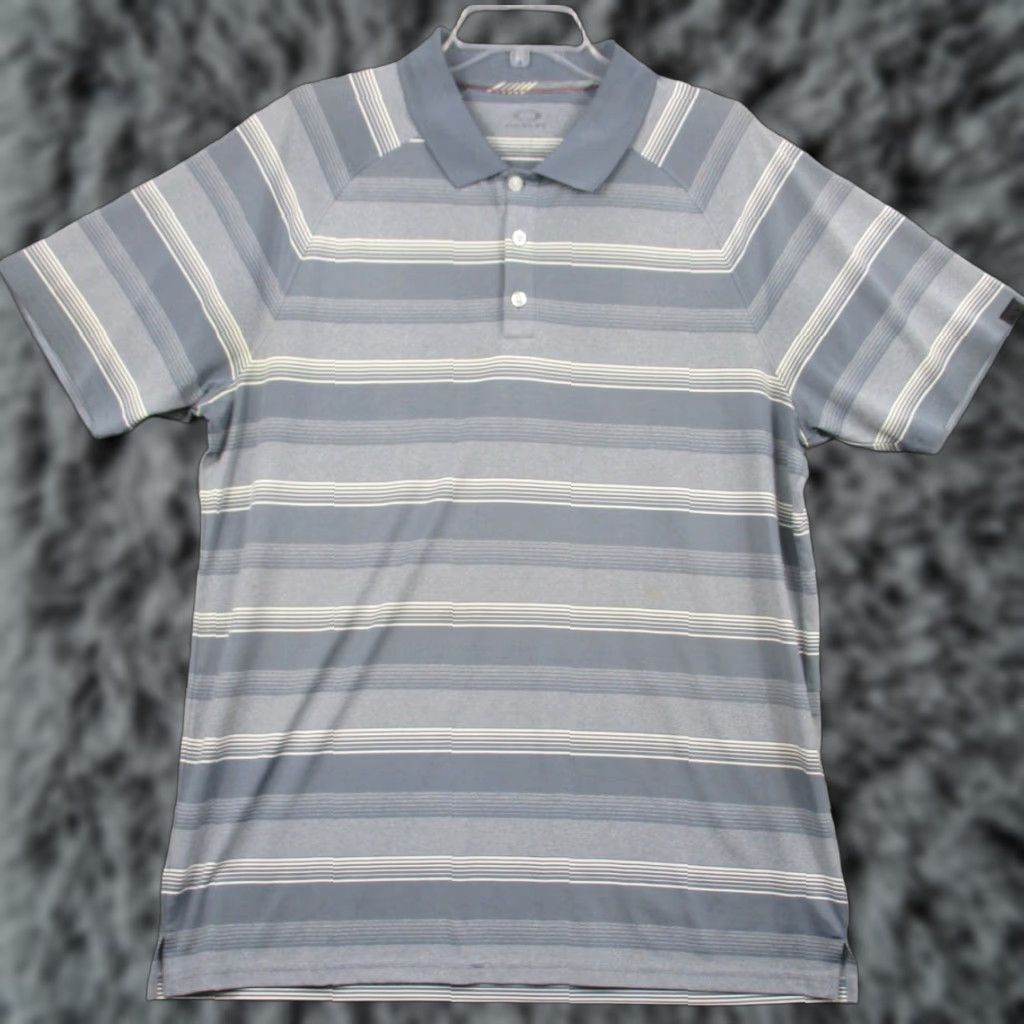 Oakley Oakley Golf Polo Shirt Men’s Medium Gray Striped Hydrolix Stretch Breathable Logo Shirt Size US M / EU 48-50 / 2 - 1 Thumbnail