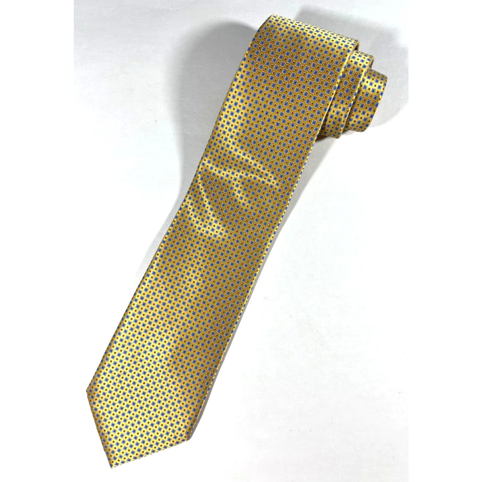 Ermenegildo Zegna Ermenegildo Zegna Tie Mens Classic Silk Yellow Gold Geometric 100% Silk Made in Italy Length 60" Width 3.5" Disegno Esclusivo No. 5004 Size ONE SIZE - 2 Thumbnail