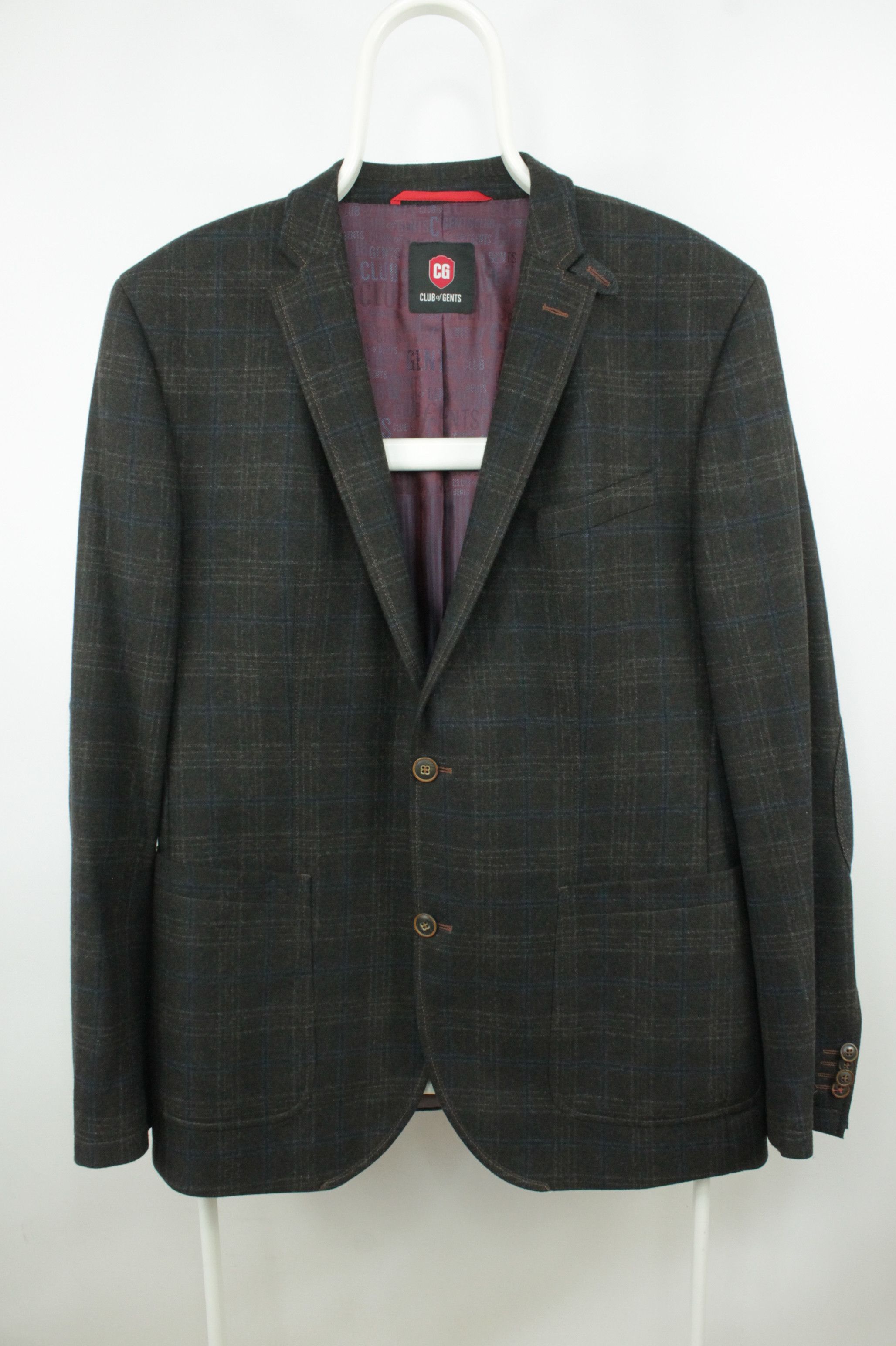 Other Club Of Gents Checked Wool Elbow Patch Sport Coat Jacket Size US L / EU 52-54 / 3 - 1 Thumbnail