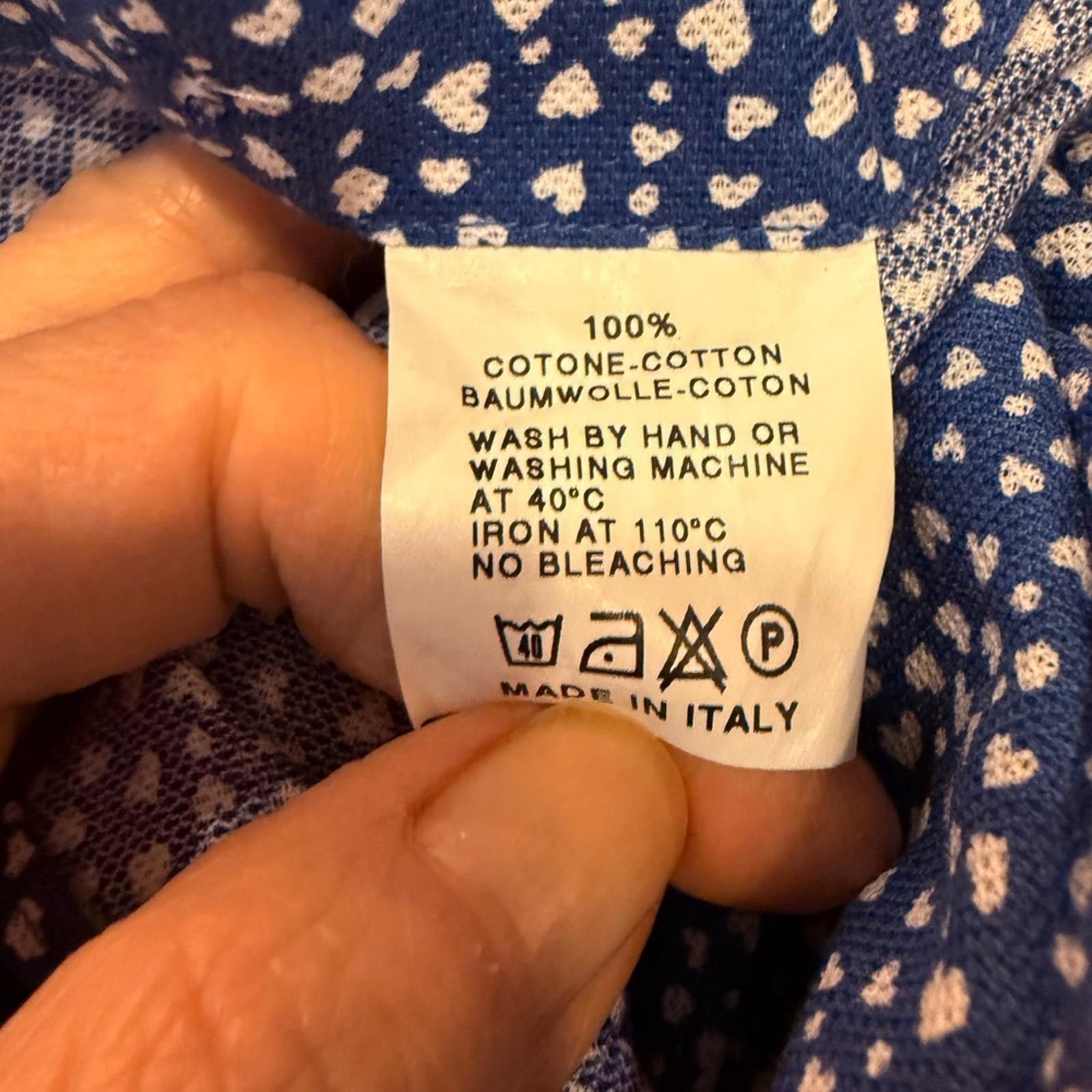 Other Taccaliti Italy Men's Navy White Heart Cotton Shirt sz L Size US L / EU 52-54 / 3 - 7 Thumbnail