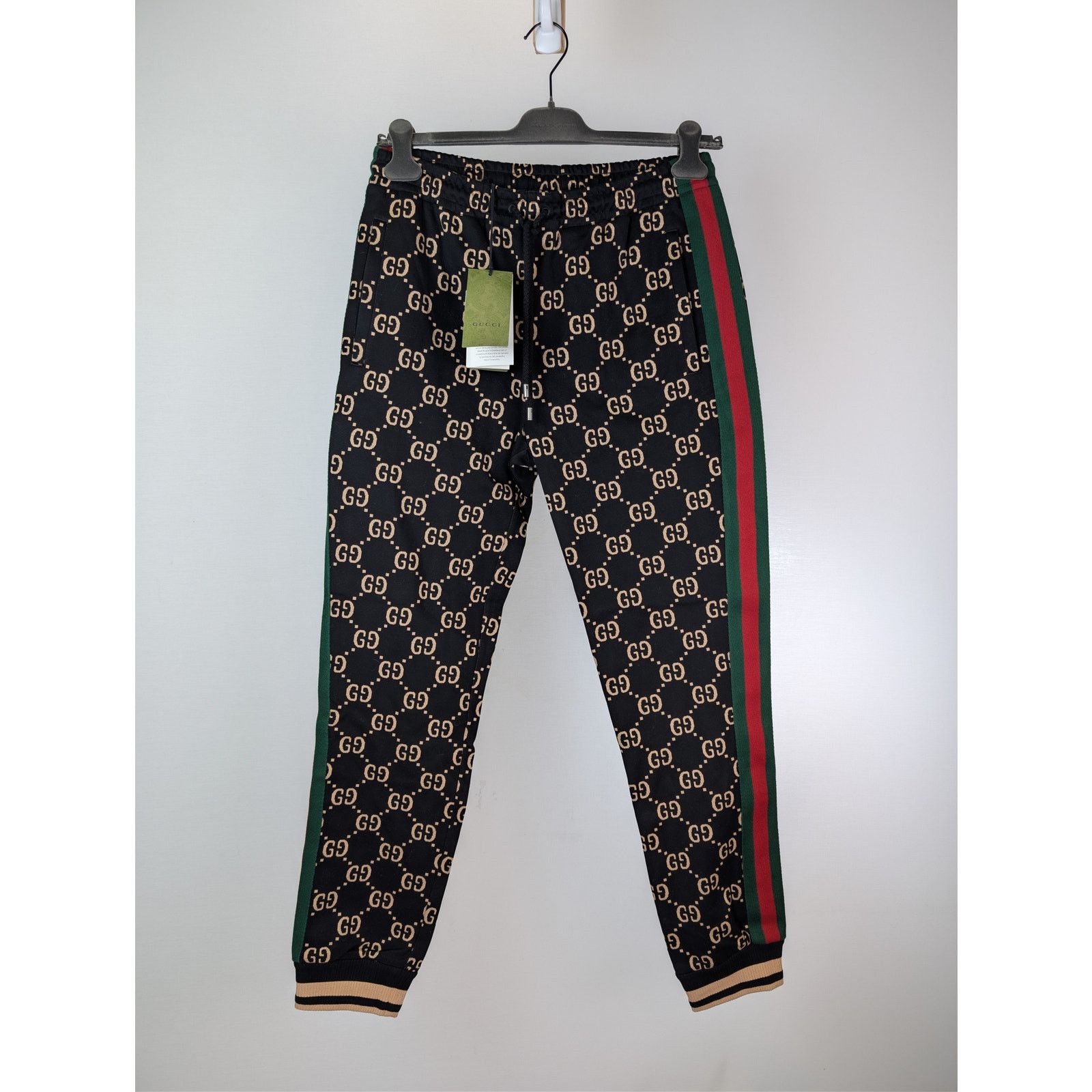 Gucci o1rshd1 Double G Jersey Jogging Pant in Black/Camel Size US 32 / EU 48 - 1 Thumbnail