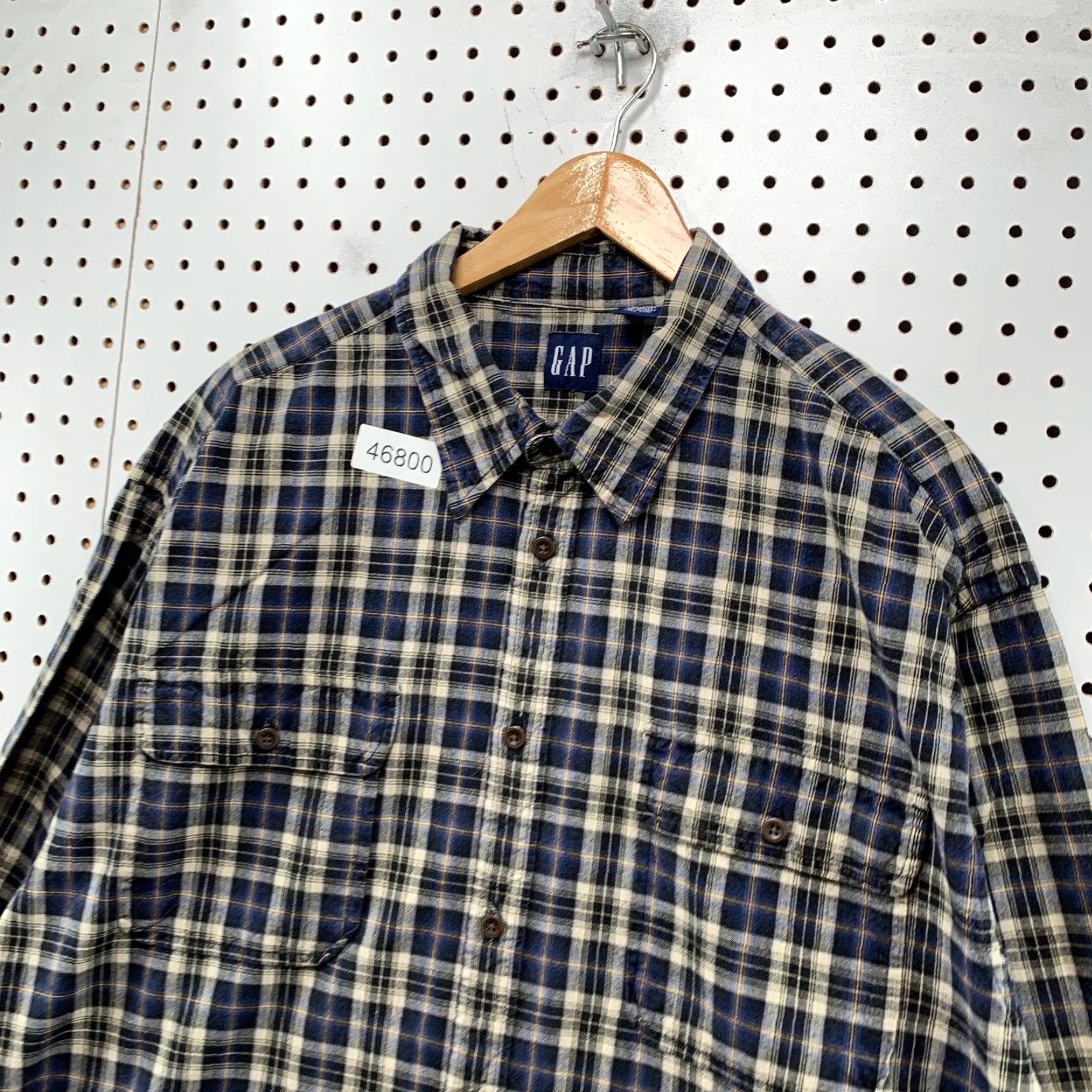 Gap VINTAGE Gap Button-Up Shirt Mens XL Blue Plaid Long Sleeve 100% Cotton Casual Button-Down Pockets Men Size US XL / EU 56 / 4 - 7 Thumbnail