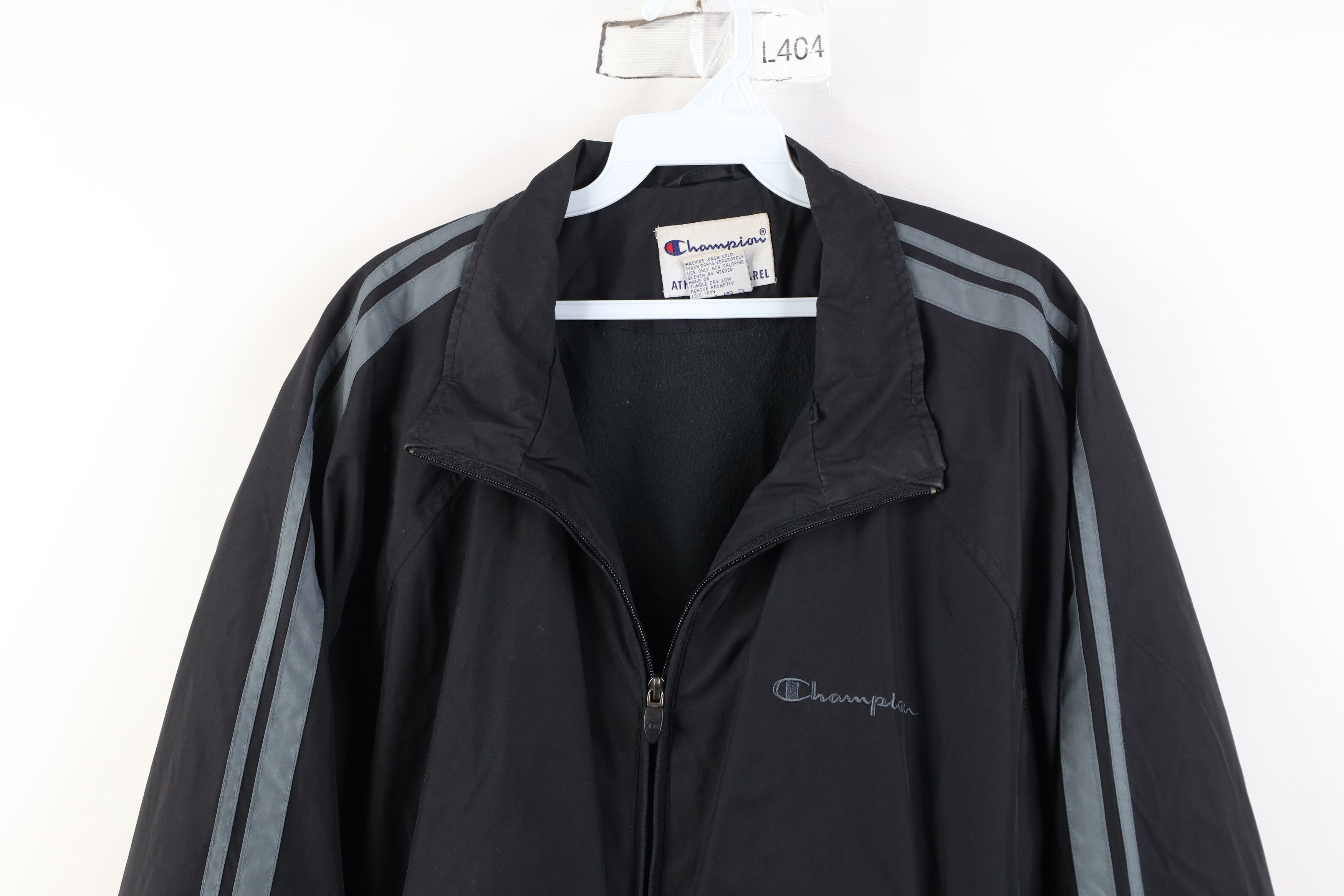 Champion Vintage 90s Y2K Champion Lined Windbreaker Jacket Black Size US XL / EU 56 / 4 - 2 Thumbnail