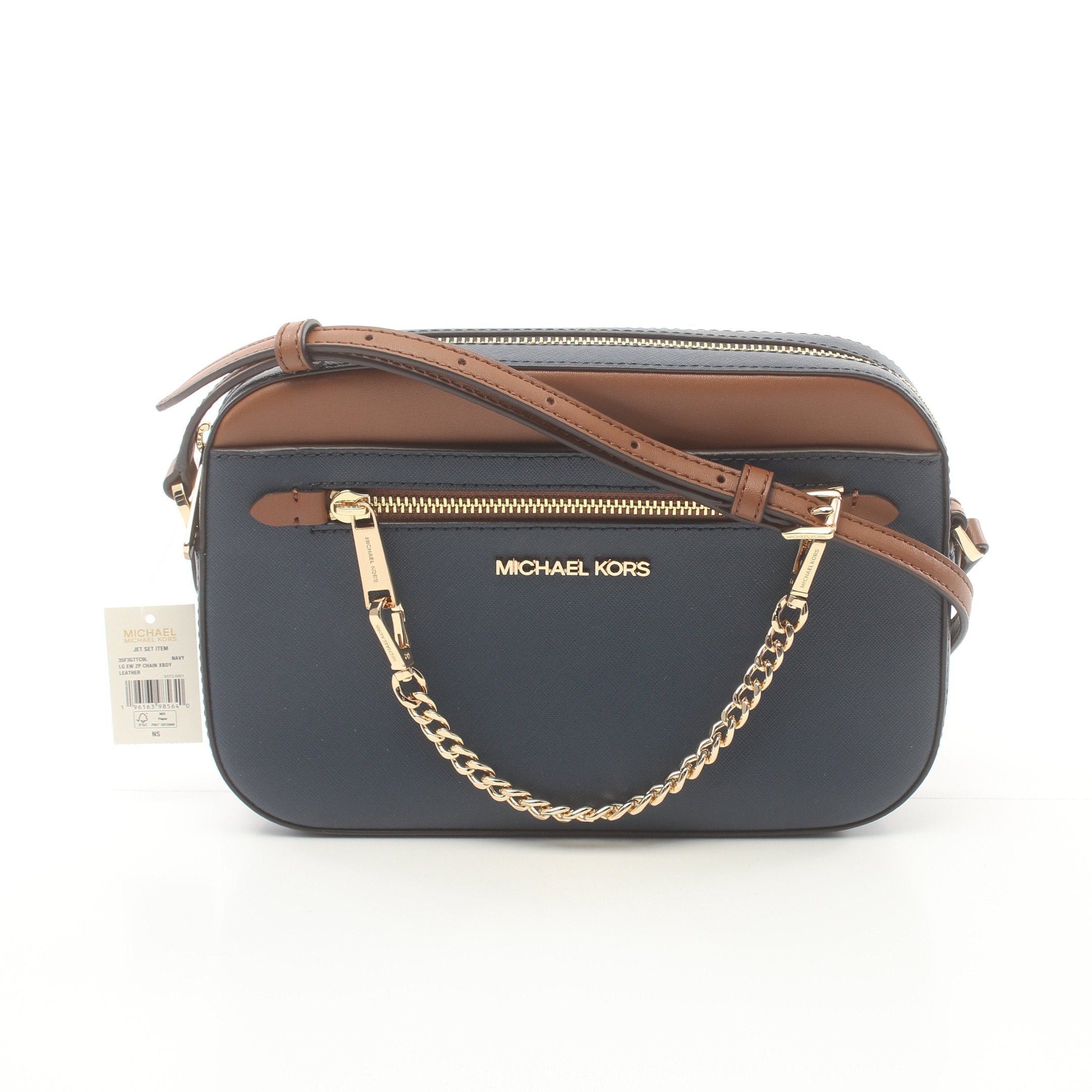 Michael Kors Michael Kors Jet Set Item Shoulder Bag Leather Navy Brown Size ONE SIZE - 1 Thumbnail
