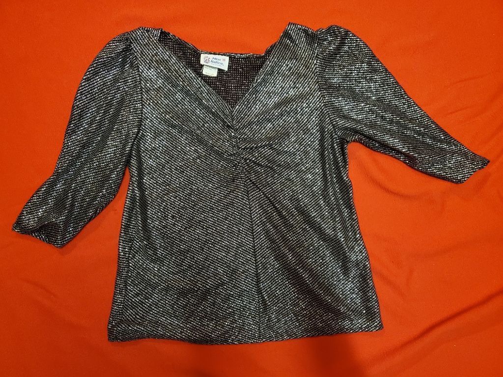Vintage Vintage 1970s Silver Lurex Disco Shirt Top Size M / US 6-8 / IT 42-44 - 2 Thumbnail