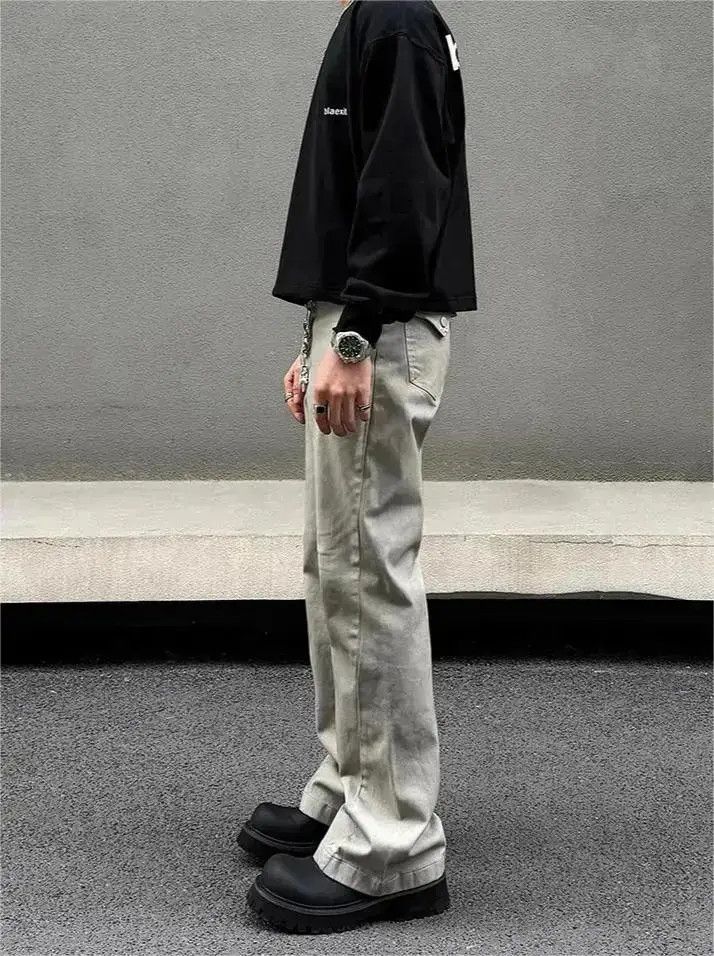 Japanese Brand Straight grey micro flared jeans Size US 32 / EU 48 - 6 Thumbnail