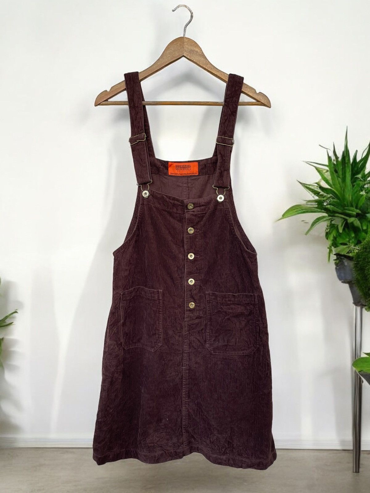 brown dungaree dress Brown Cotton Flax Ankle Length Dungaree Jumpsuit 40" / Tall (5'7" and above)
