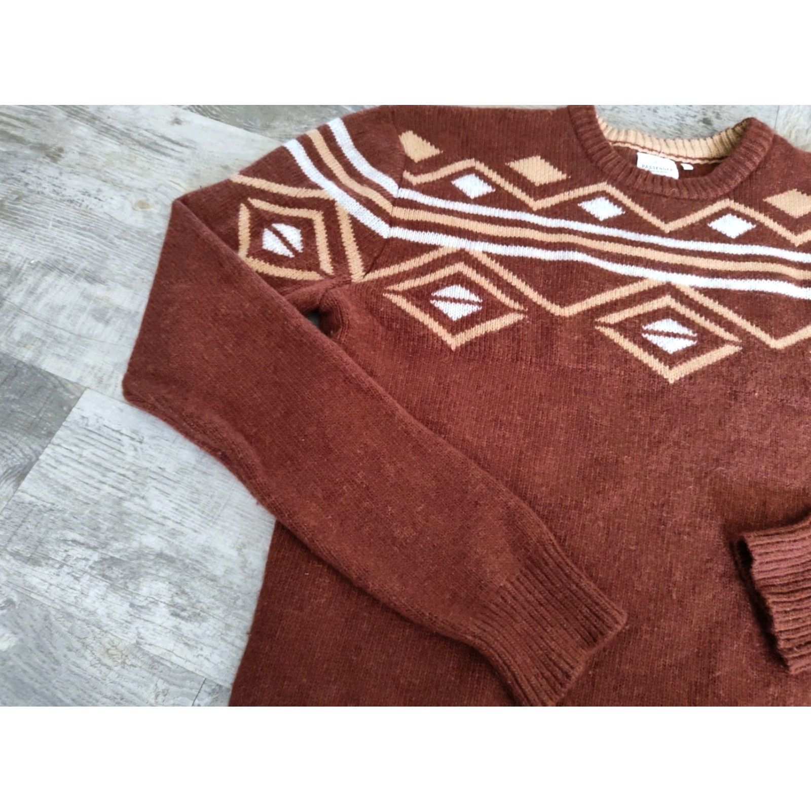 Vintage Passenger Men's Wool Blend Sweater XL Geometric Crew Neck Heavyweight Casual Winter Size US XL / EU 56 / 4 - 5 Thumbnail