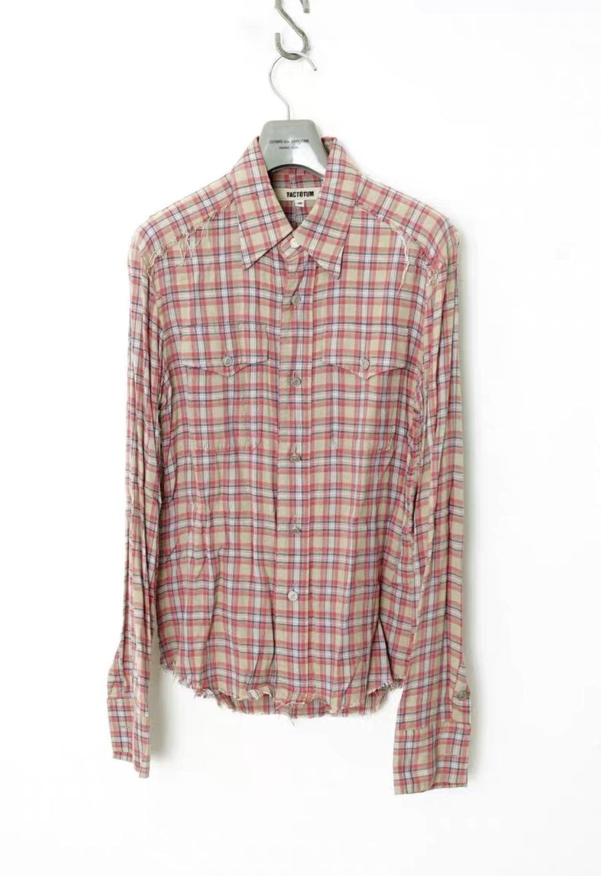 FACTOTUM Factotum Distressed Plaid Hammered Button Bell Sleeve Shirt Size US S / EU 44-46 / 1 - 1 Thumbnail