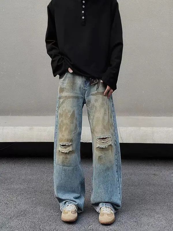 VIBE Vintage dirty-dyed graffiti ripped baggy jeans Size US 32 / EU 48 - 3 Thumbnail