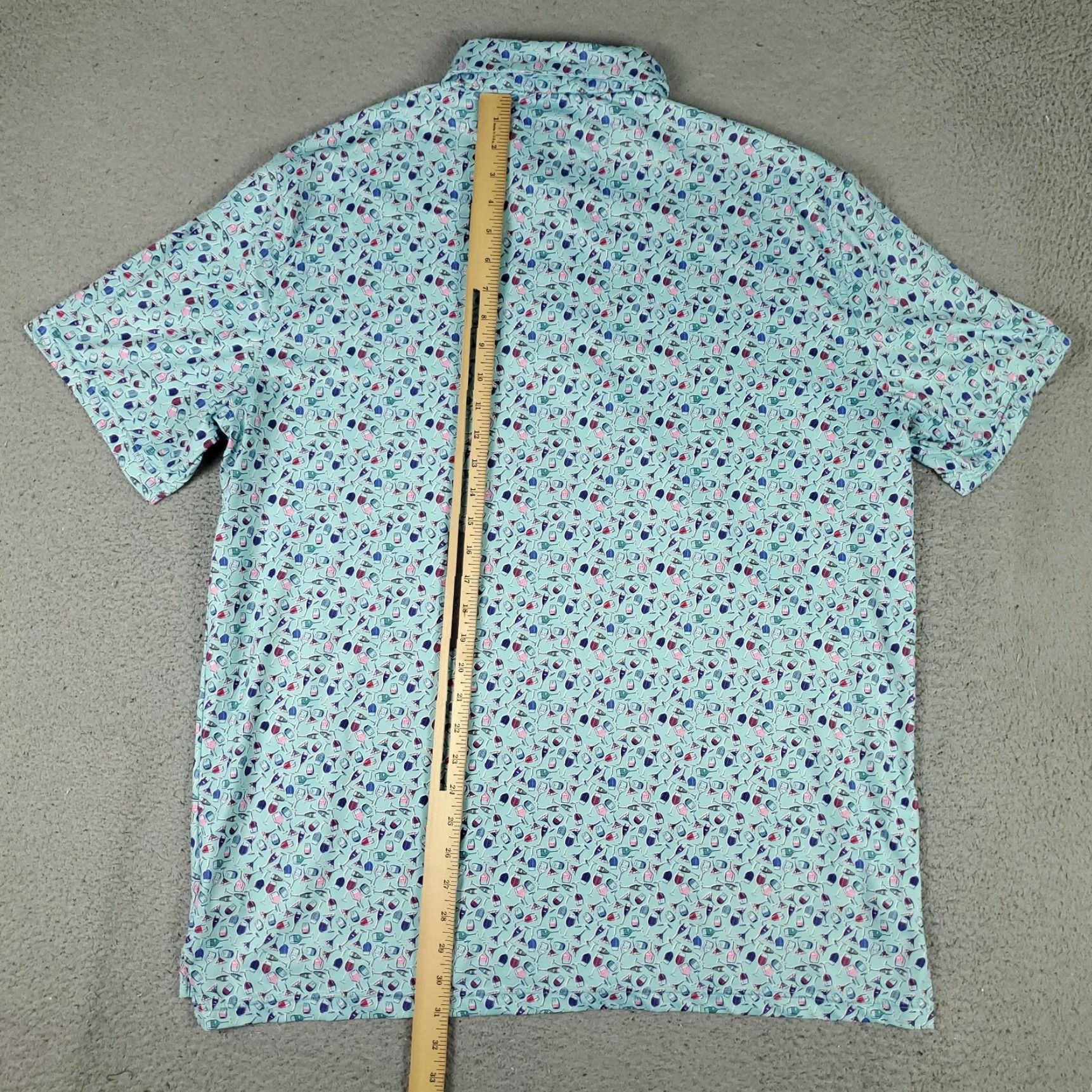 Vintage 1764 Polo Shirt Mens XL Blue Cocktail Glasses Print Stretch Golf Performance Size US XL / EU 56 / 4 - 3 Thumbnail