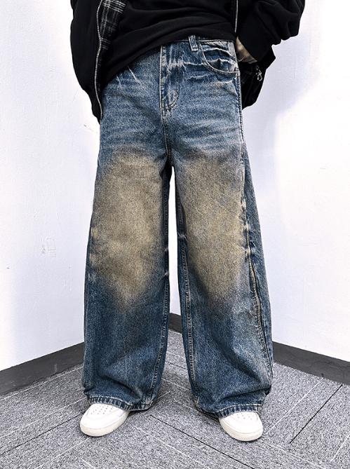Japanese Brand Distressed washed loose wide-leg scimitar jeans Size US 32 / EU 48 - 1 Thumbnail