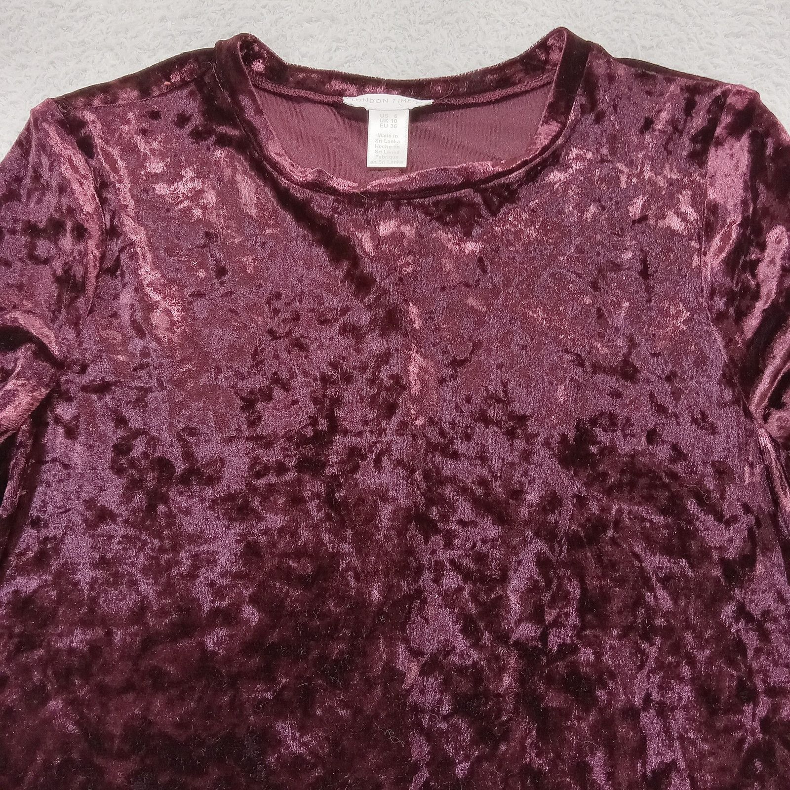 & Other Stories London Times Dress 6 Women's Red Velvet 3/4 Sleeve Pullover Size M / US 6-8 / IT 42-44 - 3 Thumbnail