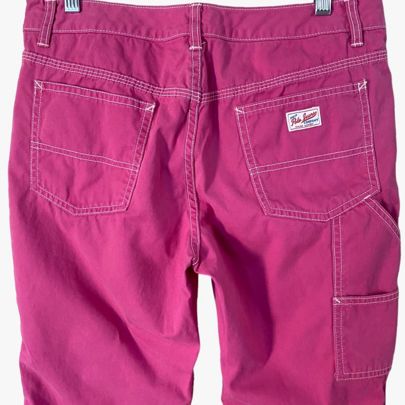 Ralph Lauren VINTAGE Y2K Ralph Lauren Cargo Carpenter Pants Womens 10 Pink Cropped Mid-Rise Straight Leg Size 32" / US 10 / IT 46 - 6 Thumbnail