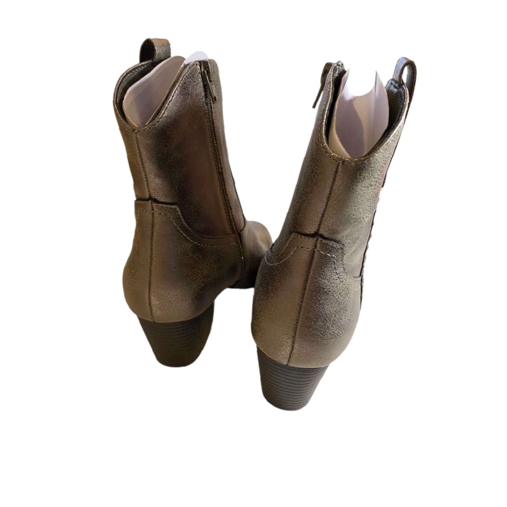 Frye VINTAGE Frye & Co Boots Daxx Western Womens 10M Size Stacked Platinum Brown Vegan Leather Shoes Size US 10 / IT 40 - 4 Thumbnail