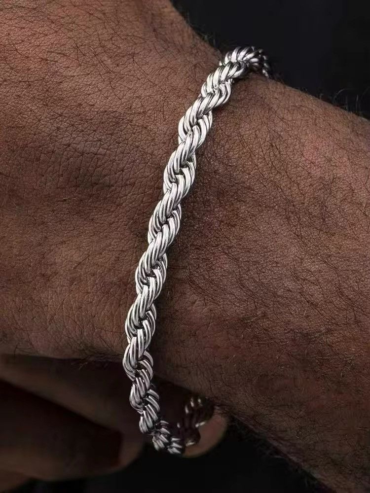 Jewelry × Vintage Width 3/4MM Stainless Steel Short Rope Chain Bracelet Size ONE SIZE - 1 Thumbnail