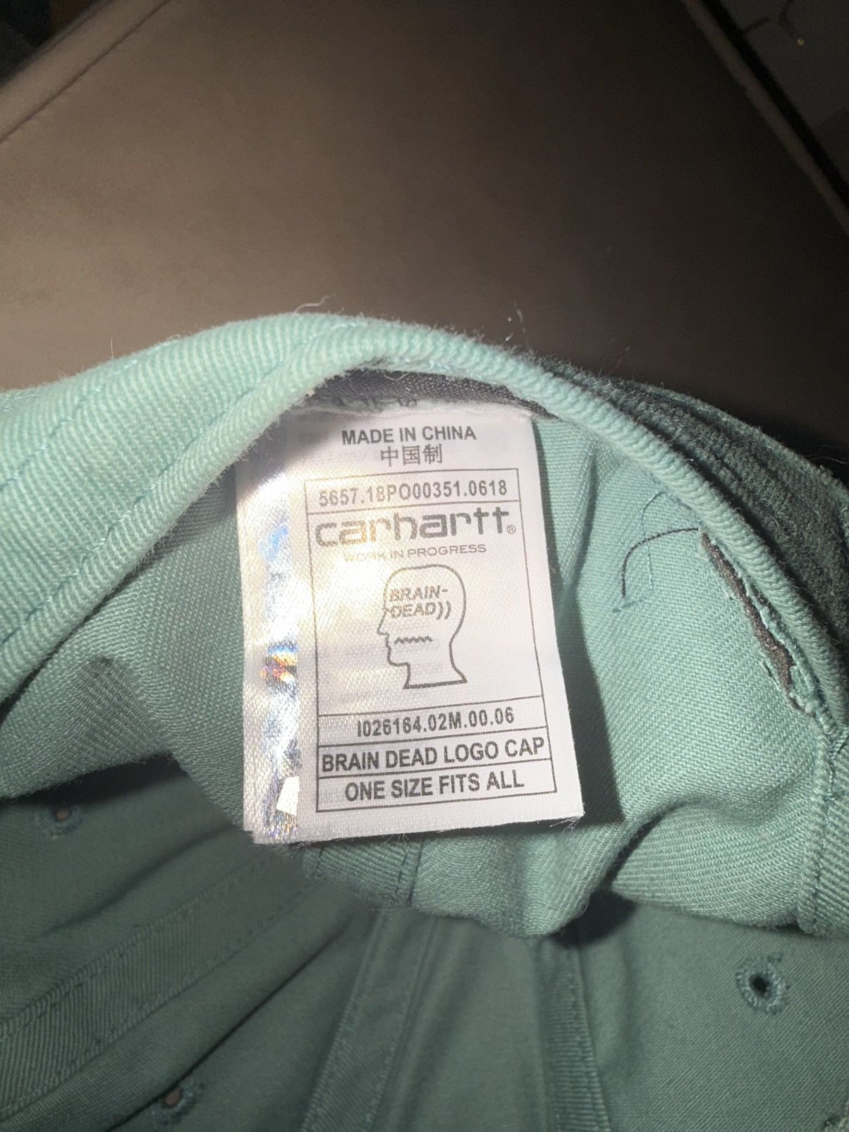 Brain Dead × Carhartt Wip Carhartt Brain Dead - Teal / Seafoam Canvas Dad Hat Size ONE SIZE - 5 Thumbnail