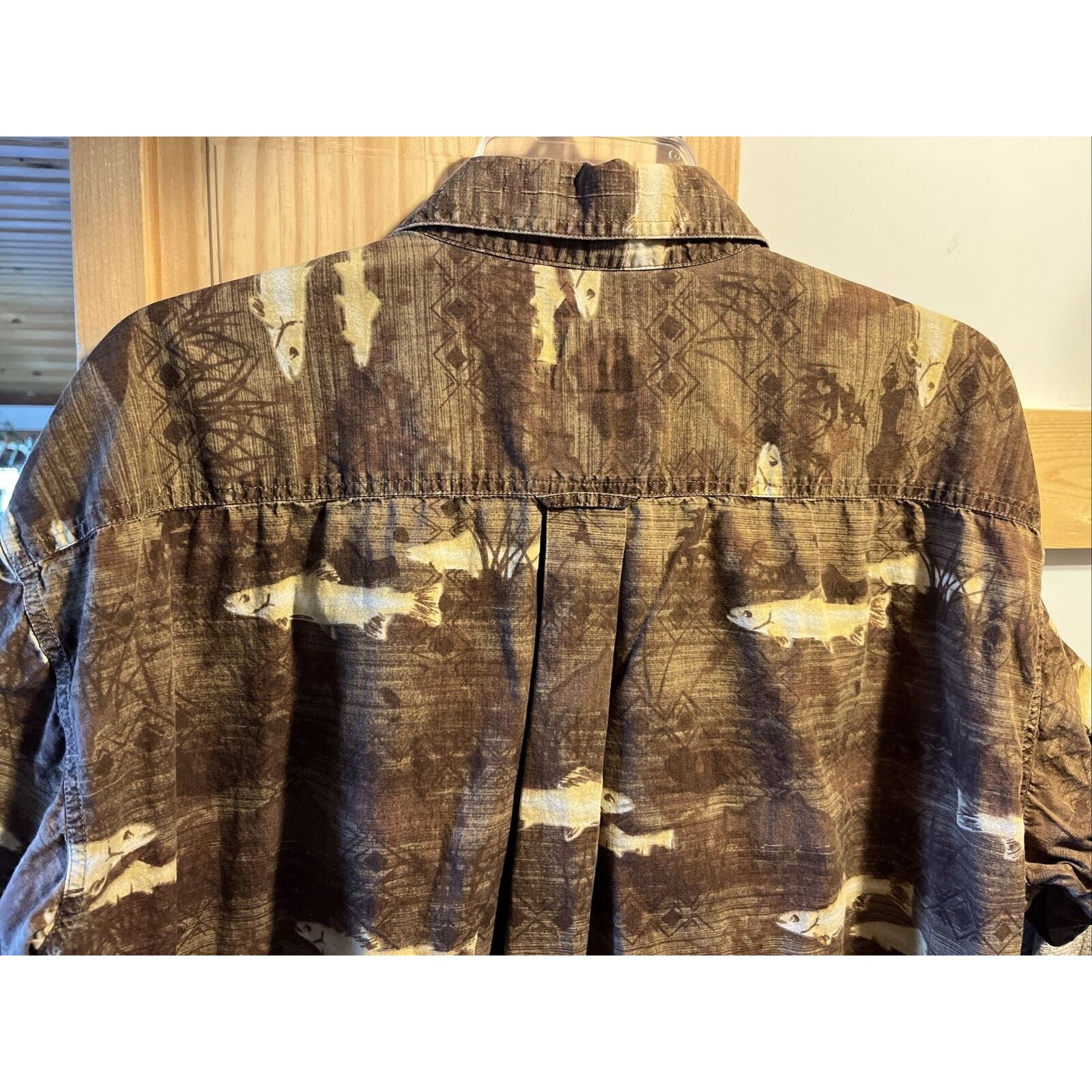 Cabelas Cabelas Shirt Mens L Button Brown Fish All Over Print Cotton Size US L / EU 52-54 / 3 - 8 Thumbnail