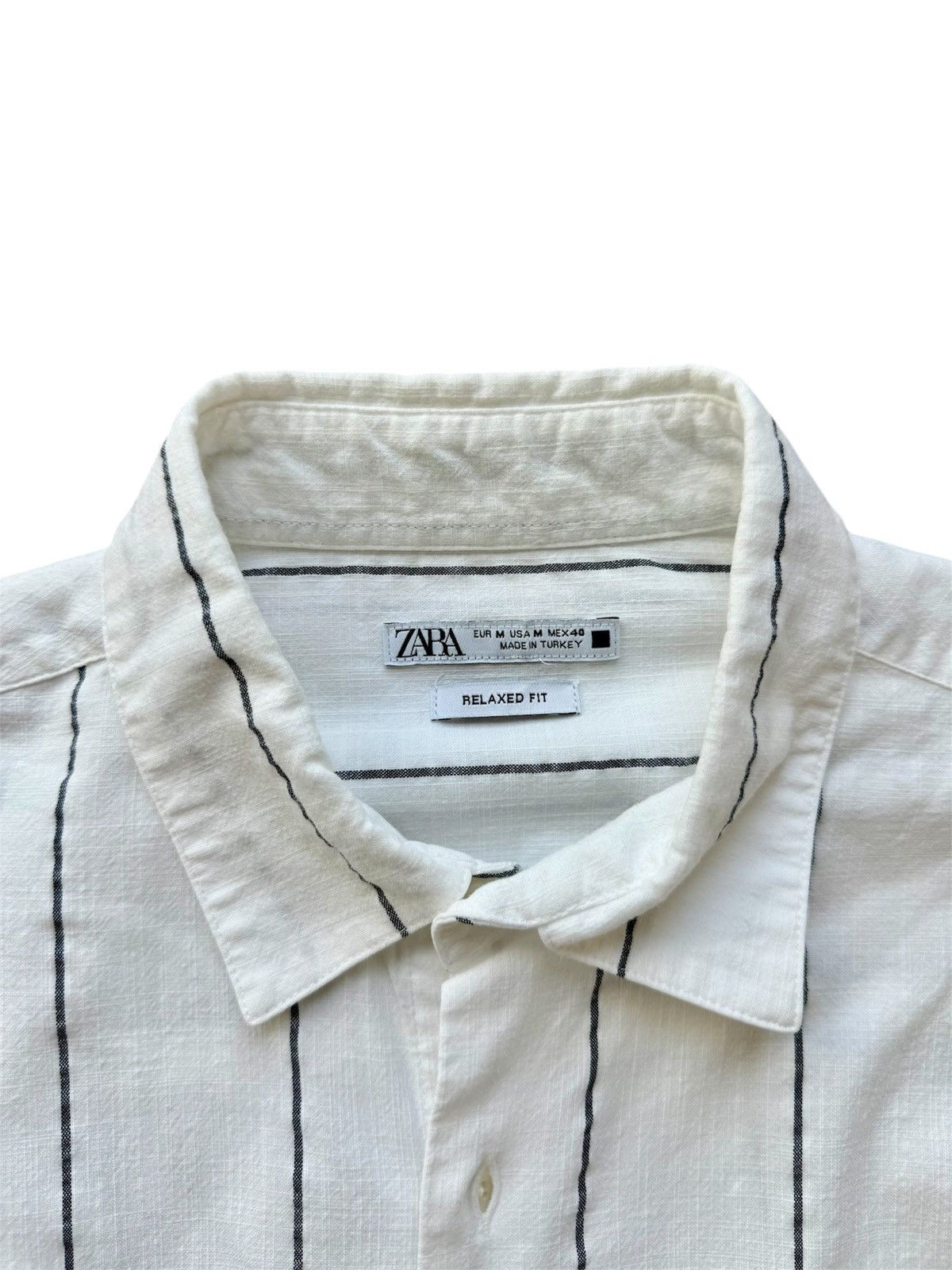Zara Zara Man Relaxed Fit Striped Shirt, Ivory- Size M Size US M / EU 48-50 / 2 - 4 Thumbnail