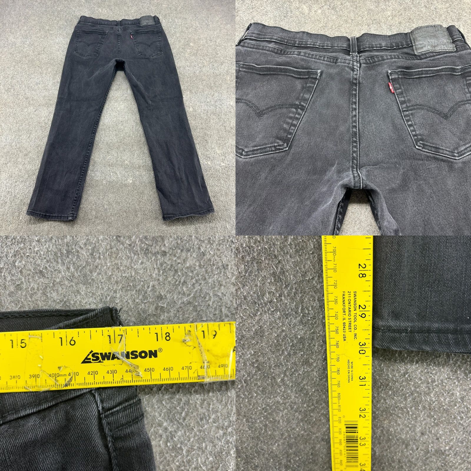 Levi's Levi's 514 Jeans Mens 34x30 Black Slim Straight Leg Dark Wash Stretch Flex Vintage No Size US 34 / EU 50 - 8 Thumbnail