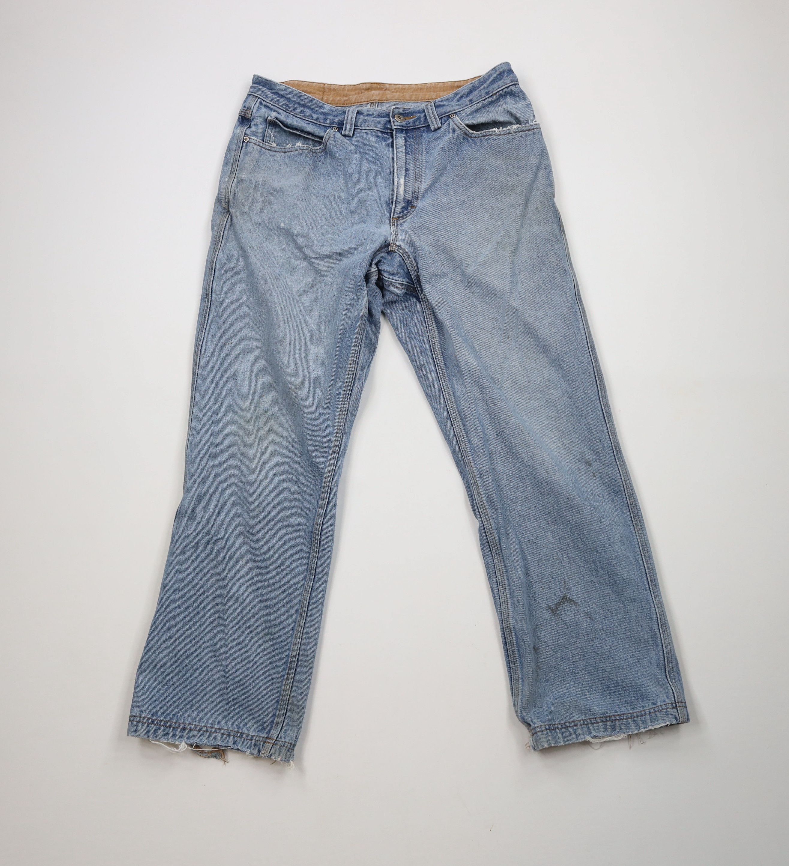 Duluth Trading Company × Vintage Duluth Trading Co Fit Thrashed Wide Leg Denim Jeans Blue Size US 35 - 1 Thumbnail