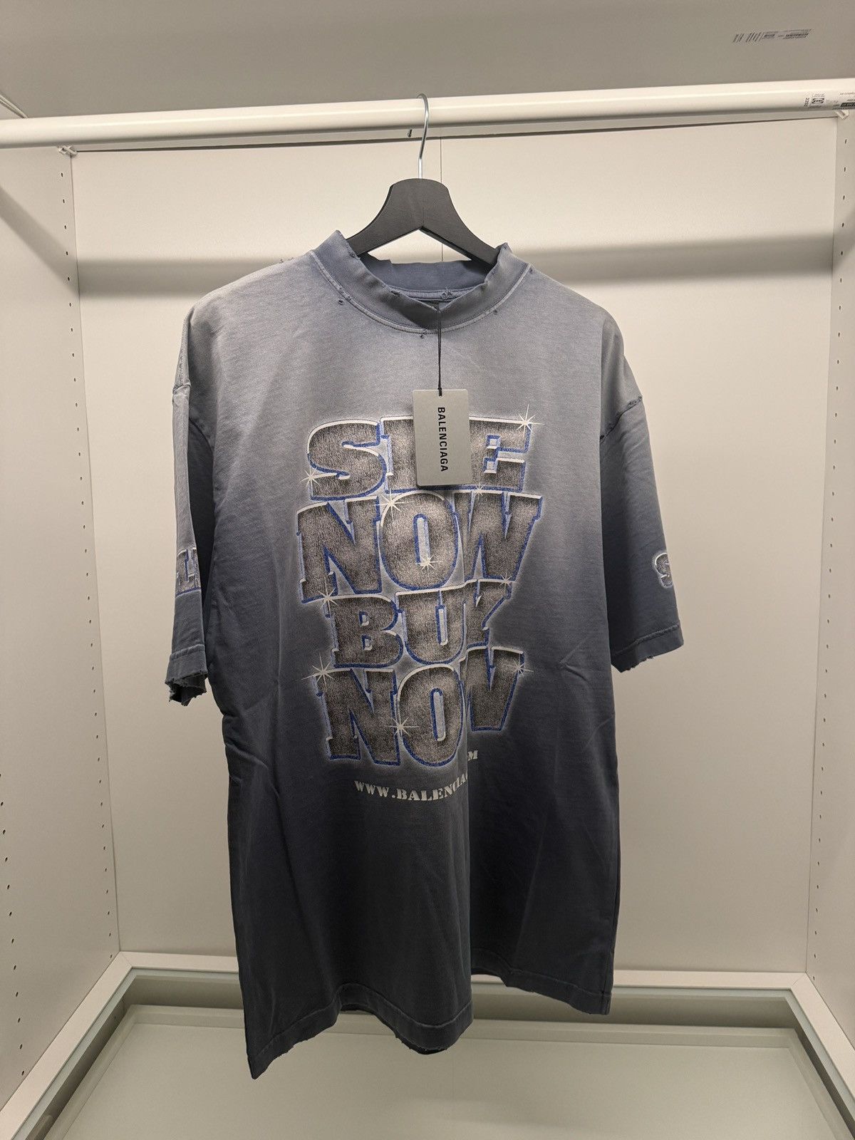Balenciaga Balenciaga see new buy now blue faded distressed T-Shirt Size US S / EU 44-46 / 1 - 1 Thumbnail