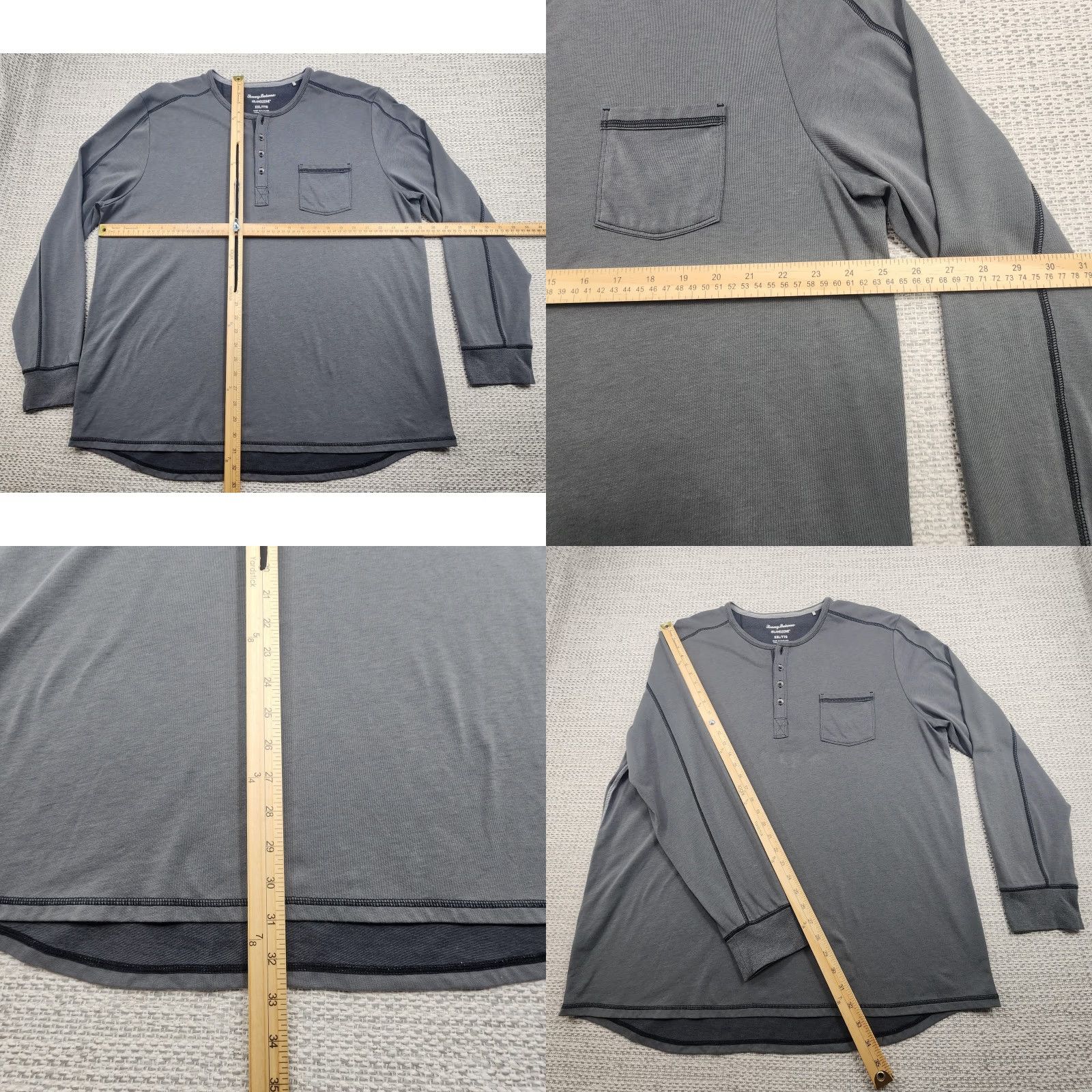 Tommy Bahama VINTAGE Tommy Bahama Island Zone Shirt Mens 2XL Gray Long Sleeve Henley Pocket Pullover Size US XXL / EU 58 / 5 - 8 Thumbnail