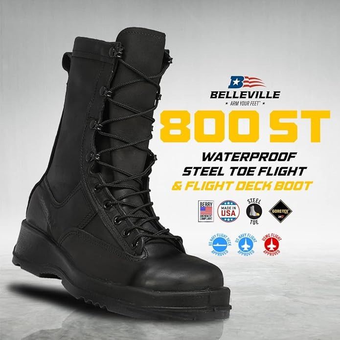 Belleville Belleville 800 ST 8” Waterproof Steel Toe Flight Deck Combat Size US 12.5 / EU 45-46 - 6 Thumbnail