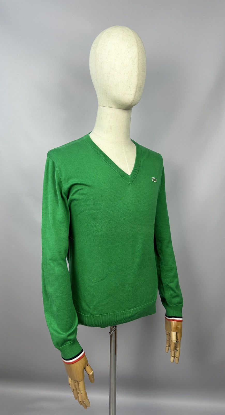 Lacoste Lacoste Live Green V-Neck Cotton Jumper Sweater Size 4 / L Size US L / EU 52-54 / 3 - 5 Thumbnail