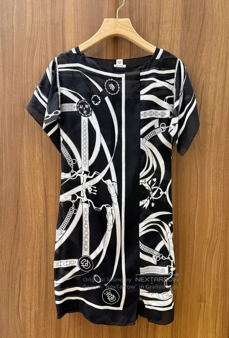 Hermes Hermes Black and white print dress Size XXS / US 00 / IT 34 - 1 Thumbnail