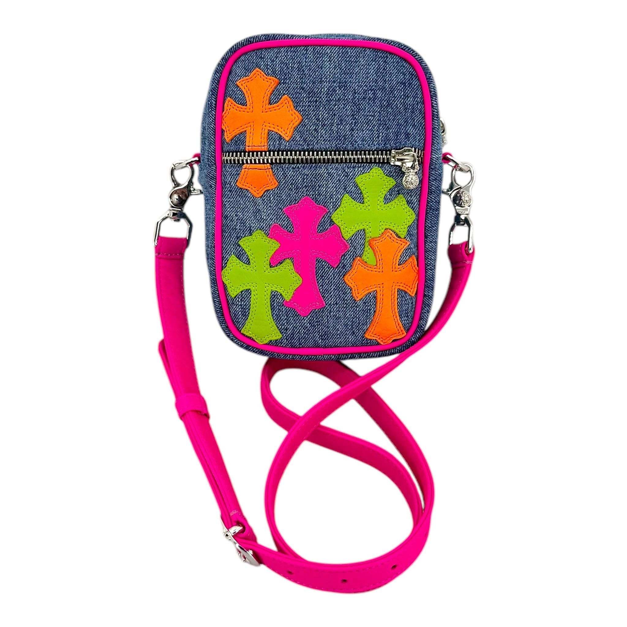 Chrome Hearts Cross Patch Mini Taka Bag Denim Multi, Men's