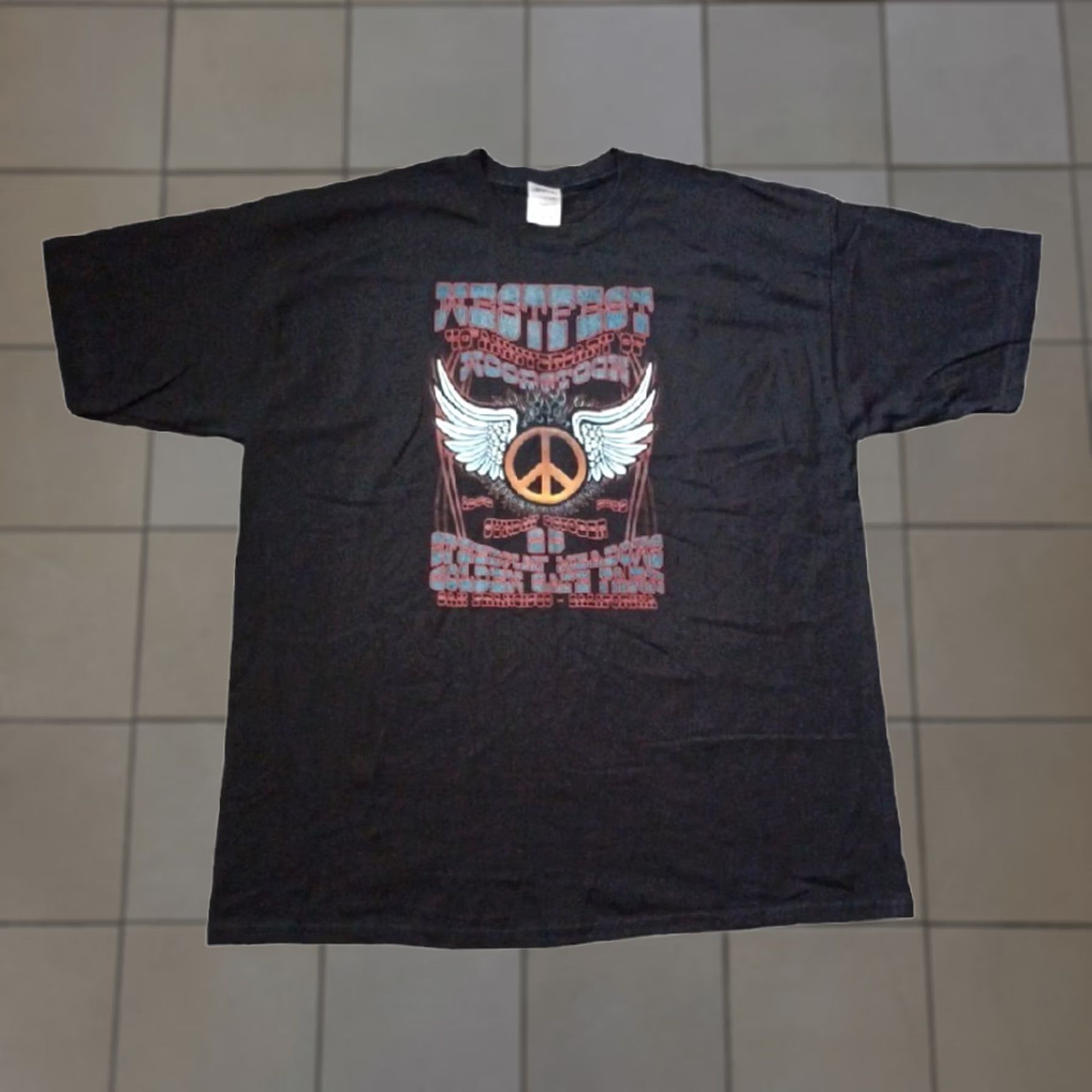 Gildan Woodstock Mens T Shirt XL Black Westfest 40th Anniversary San Francisco CA 2009 USA Music Rock 70s Shirts Mens Size US XL / EU 56 / 4 - 1 Thumbnail