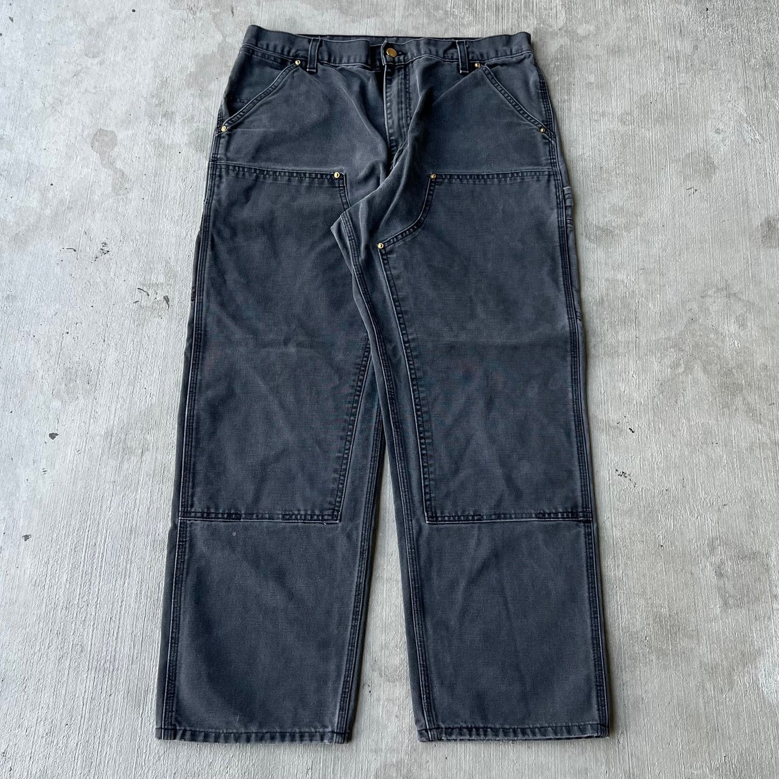 Vintage Carhartt faded black double knee work wear pants