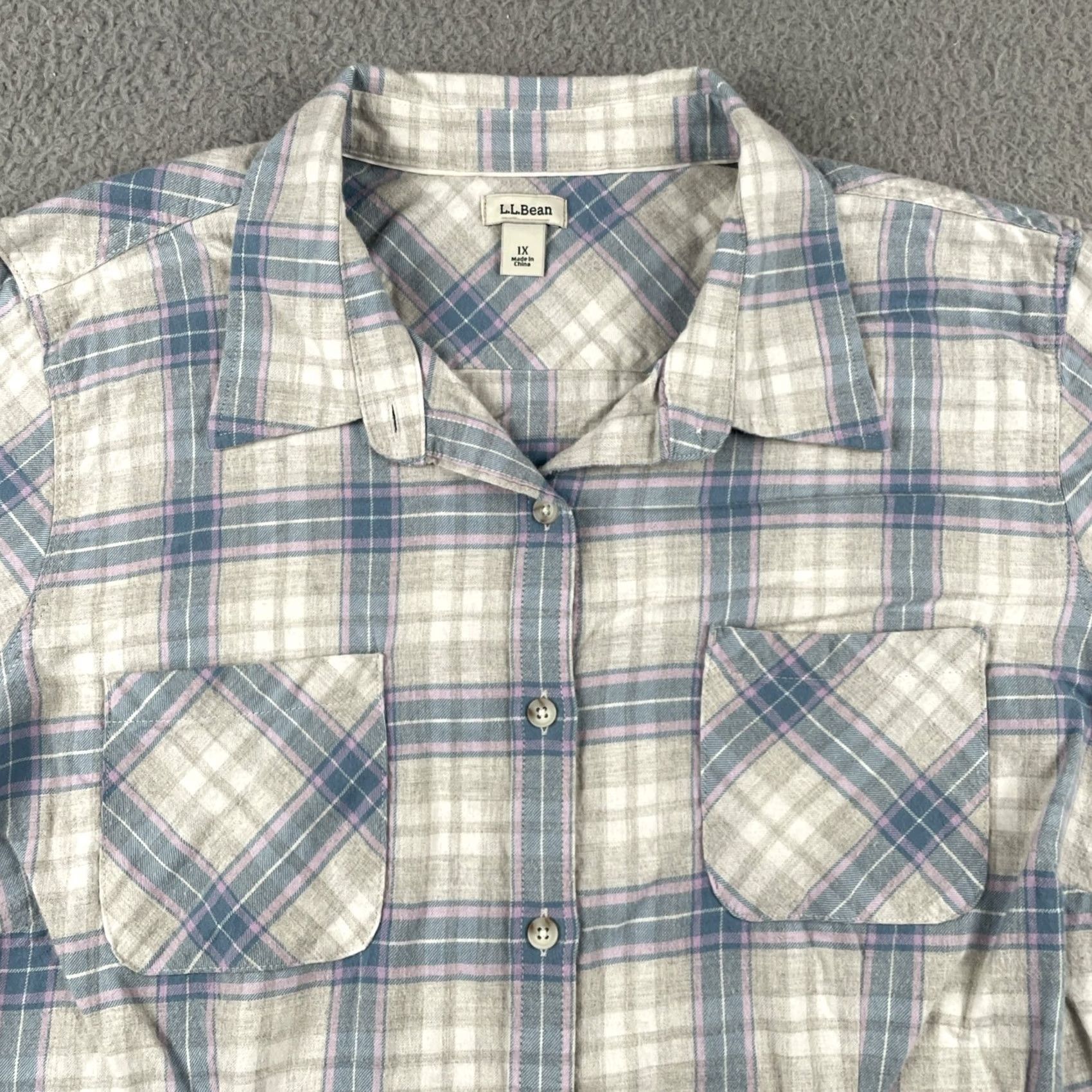 Vintage VINTAGE? Women’s L.L.Bean Plaid Flannel Button-Up Pocket Shirt Pink Blue 1X Xtra Soft Size XL / US 12-14 / IT 48-50 - 2 Thumbnail