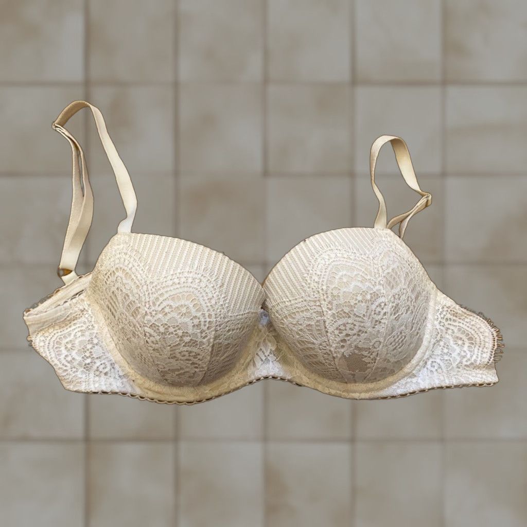Victoria's Secret VINTAGE Victoria's Secret DREAM ANGELS Push-Up Bra 32DD White Lace Channeling Angel Womens Bra DD Underwired Plunge Size ONE SIZE - 1 Thumbnail