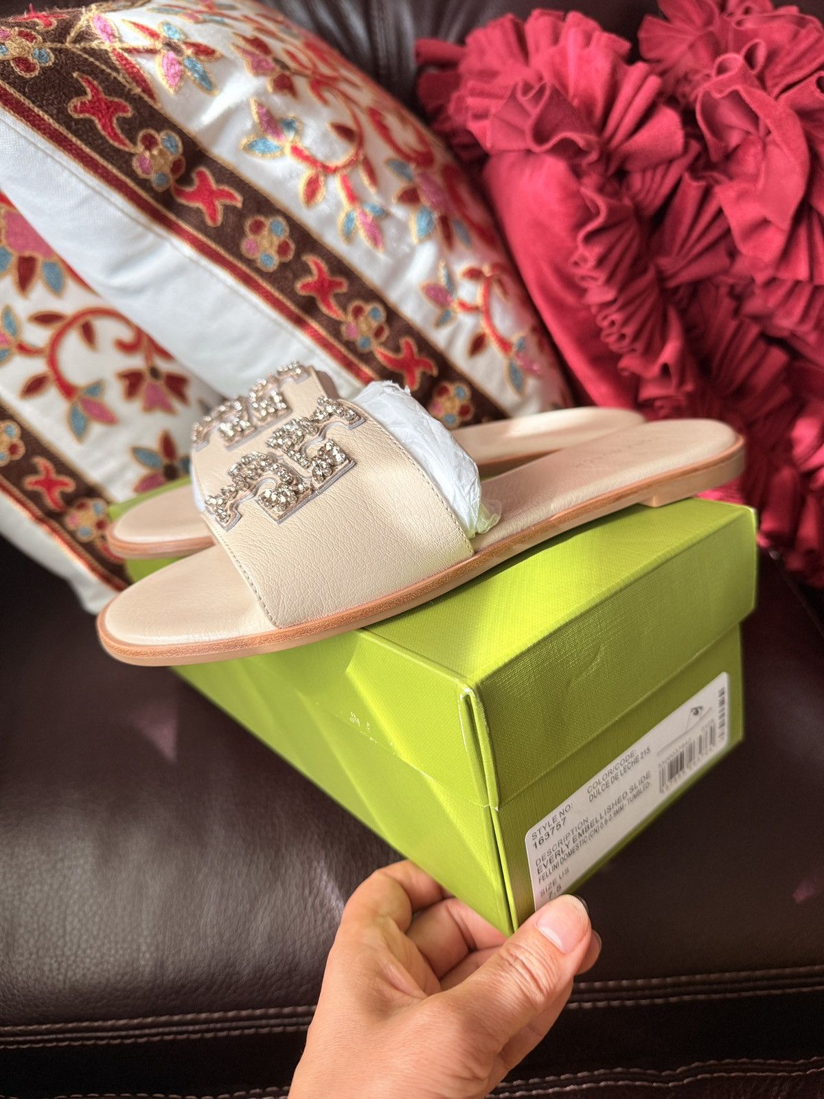 Tory Burch Tory Burch Goat Leather Embellished Slide Dulce De size 7.5 Size US 7.5 / IT 37.5 - 5 Thumbnail