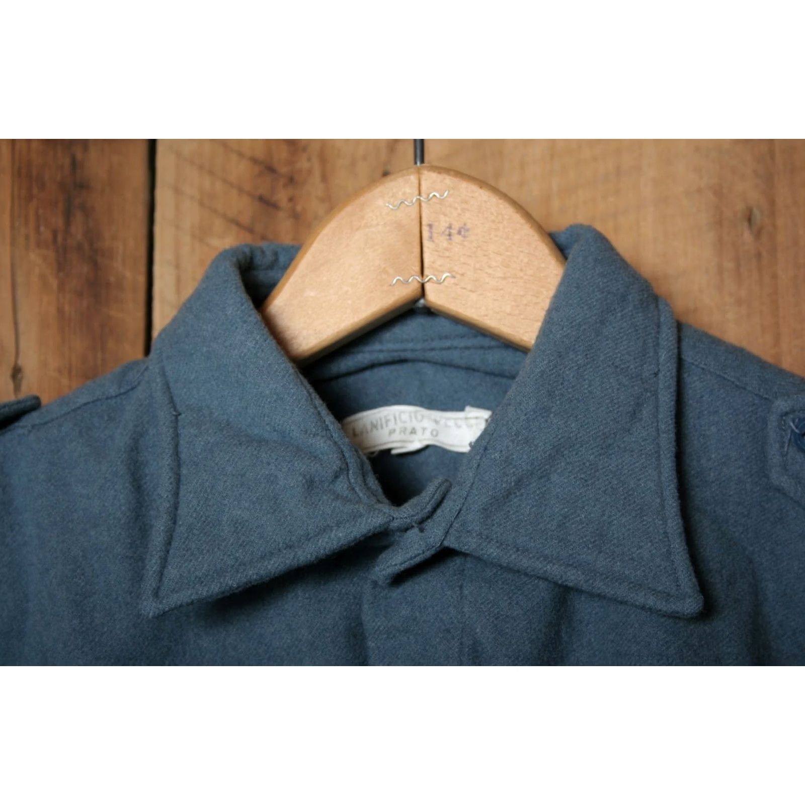Vintage VINTAGE LANIFICIO PECCI Blue Wool Button Front Army Shirt Sz. S/M Mens Wool Button-Up Epaulettes Navy Blue Shirt Mens S/M Size US S / EU 44-46 / 1 - 2 Thumbnail