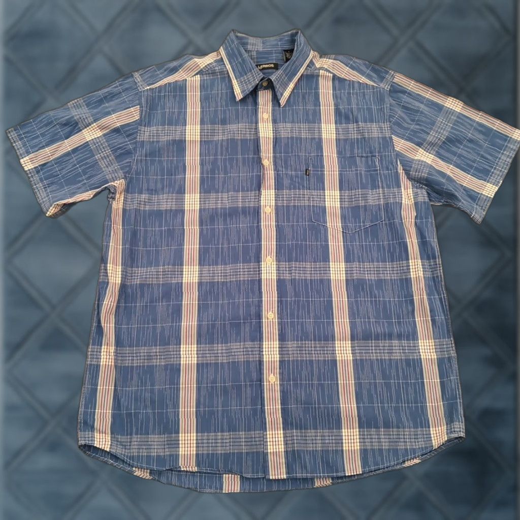 Vintage LERROS Shirt Mens XL Blue Plaid Short Sleeve Button-Up Cotton Size US XL / EU 56 / 4 - 1 Thumbnail