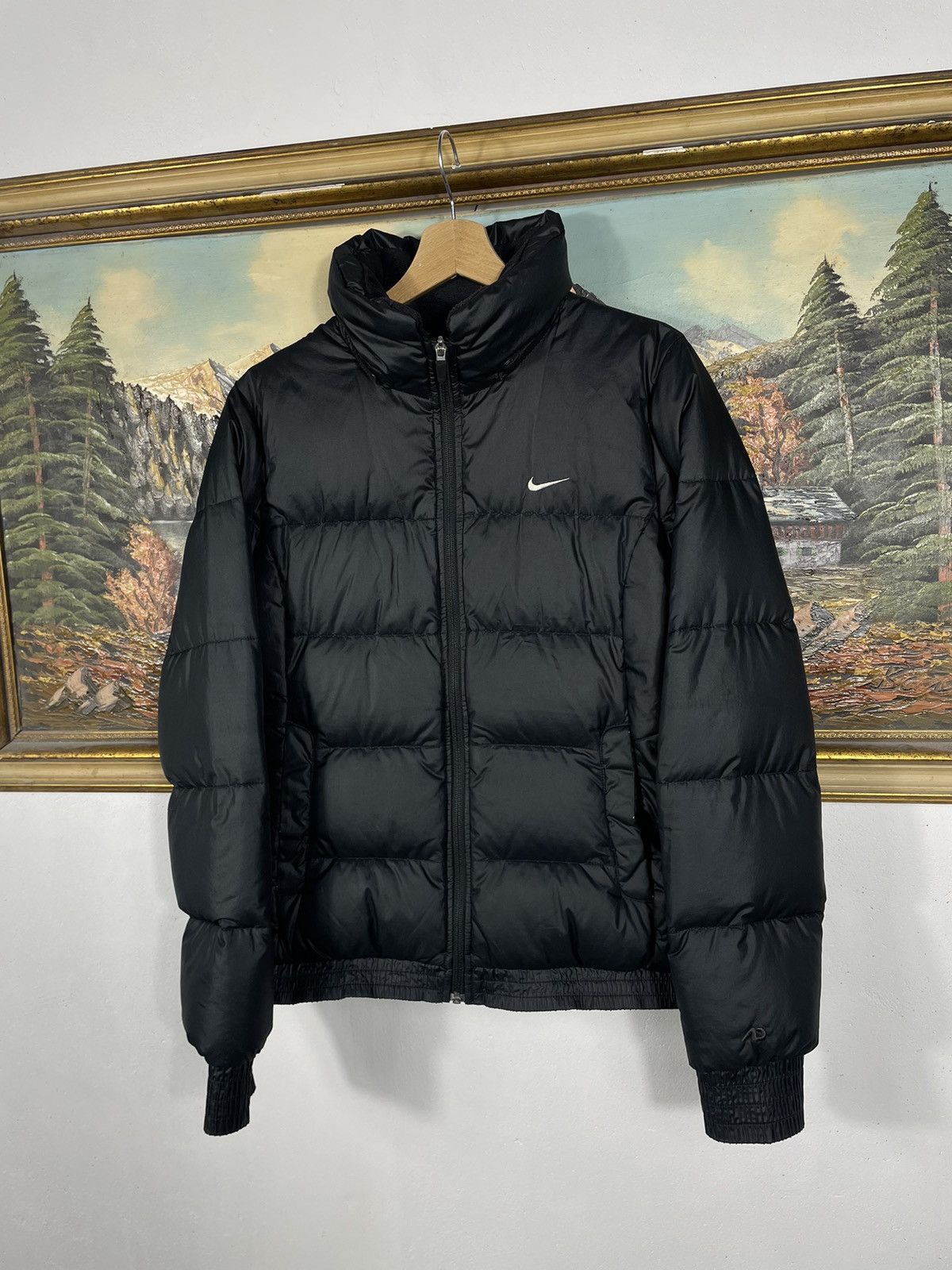 Nike × Vintage Nike Small Swoosh Zip Hoodie Black Y2k 00s Retro Size L / US 10 / IT 46 - 3 Thumbnail