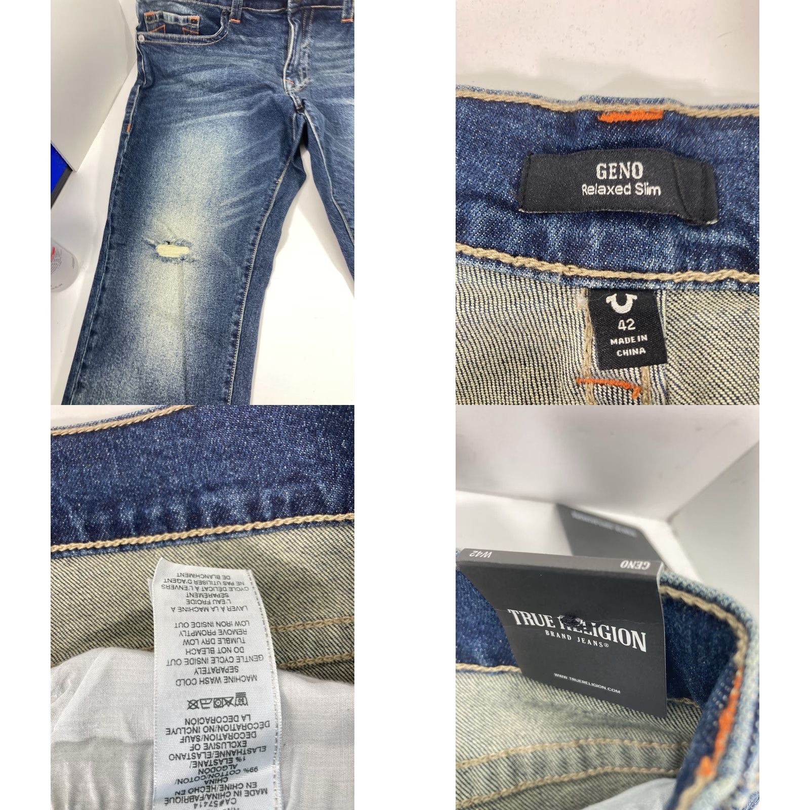 True Religion VINTAGE True Religion Geno No Flap Jeans Men 42X32 Blue Distressed Dark Relaxed Slim NWT Size US 42 / EU 58 - 8 Thumbnail