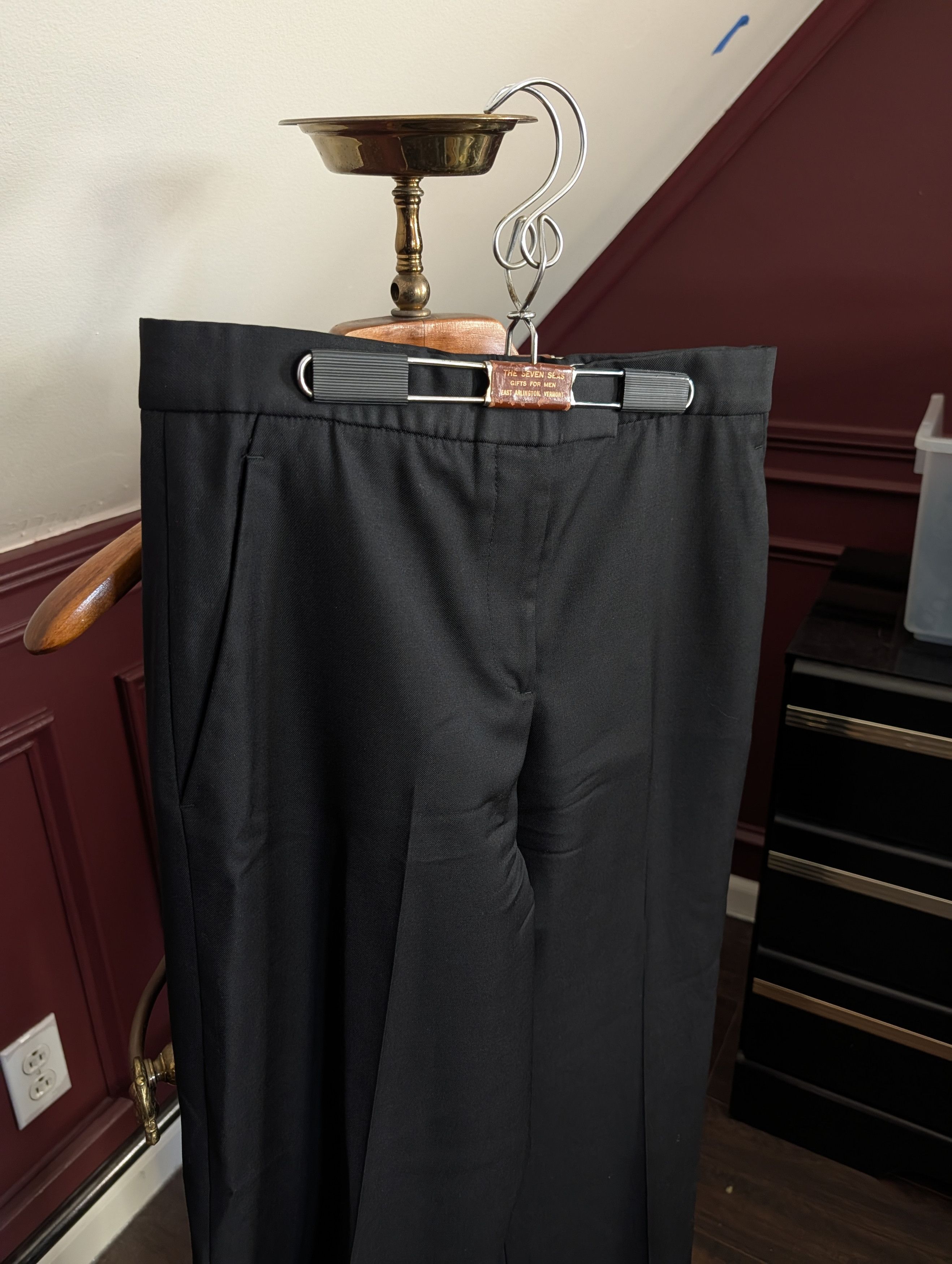 Alexander McQueen VTG FW98 Black Wide Leg Pleated Italian Trousers Pants Size 29" - 2 Thumbnail