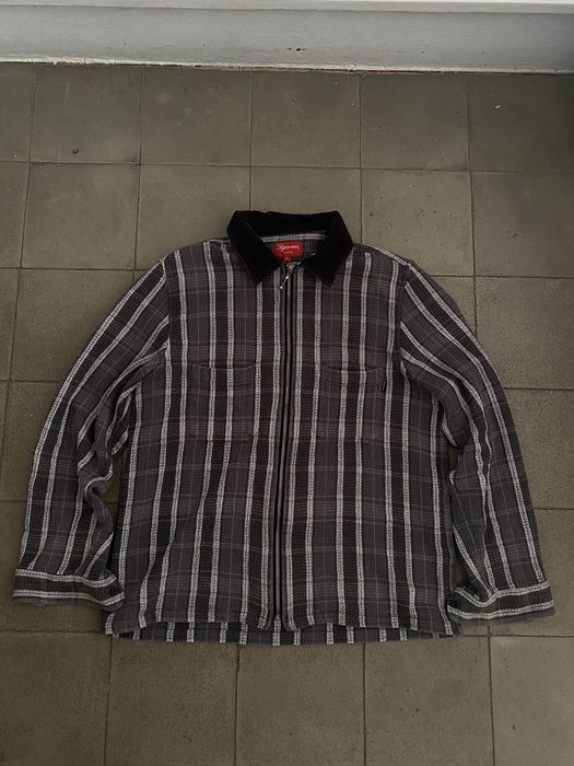 Supreme Supreme Plaid Thermal Zip Up Shirt Black | Grailed