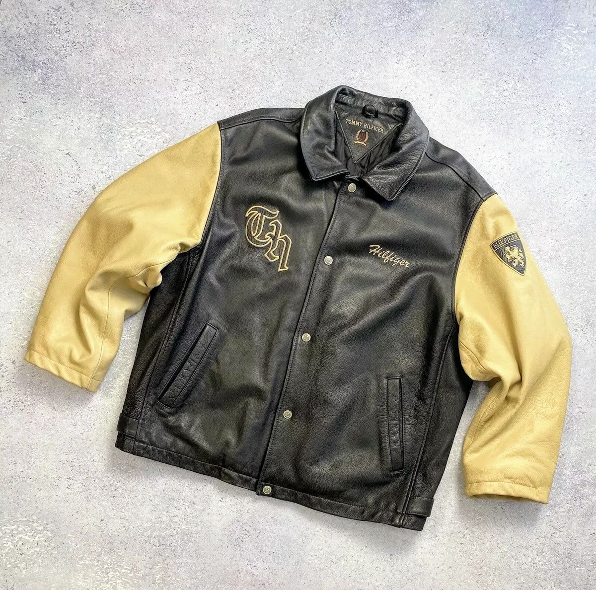 Tommy Hilfiger 🔥🔥 TOMMY HILFIGER Vintage Leather Jacket Rare Size US L / EU 52-54 / 3 - 3 Thumbnail