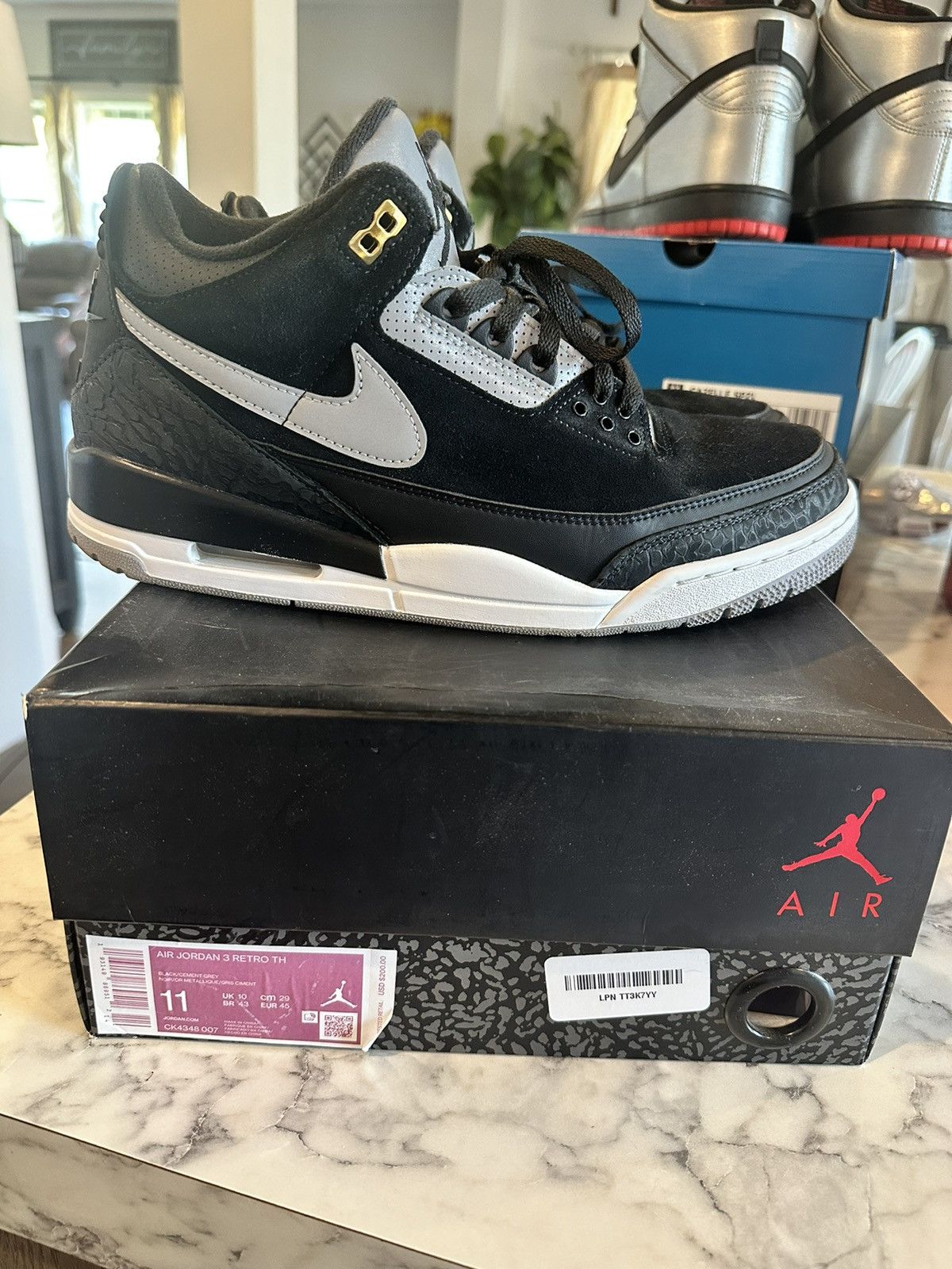 image of Jordan Brand 3 Tinker Hatfield Shoes in Black, Men's (Size 11)