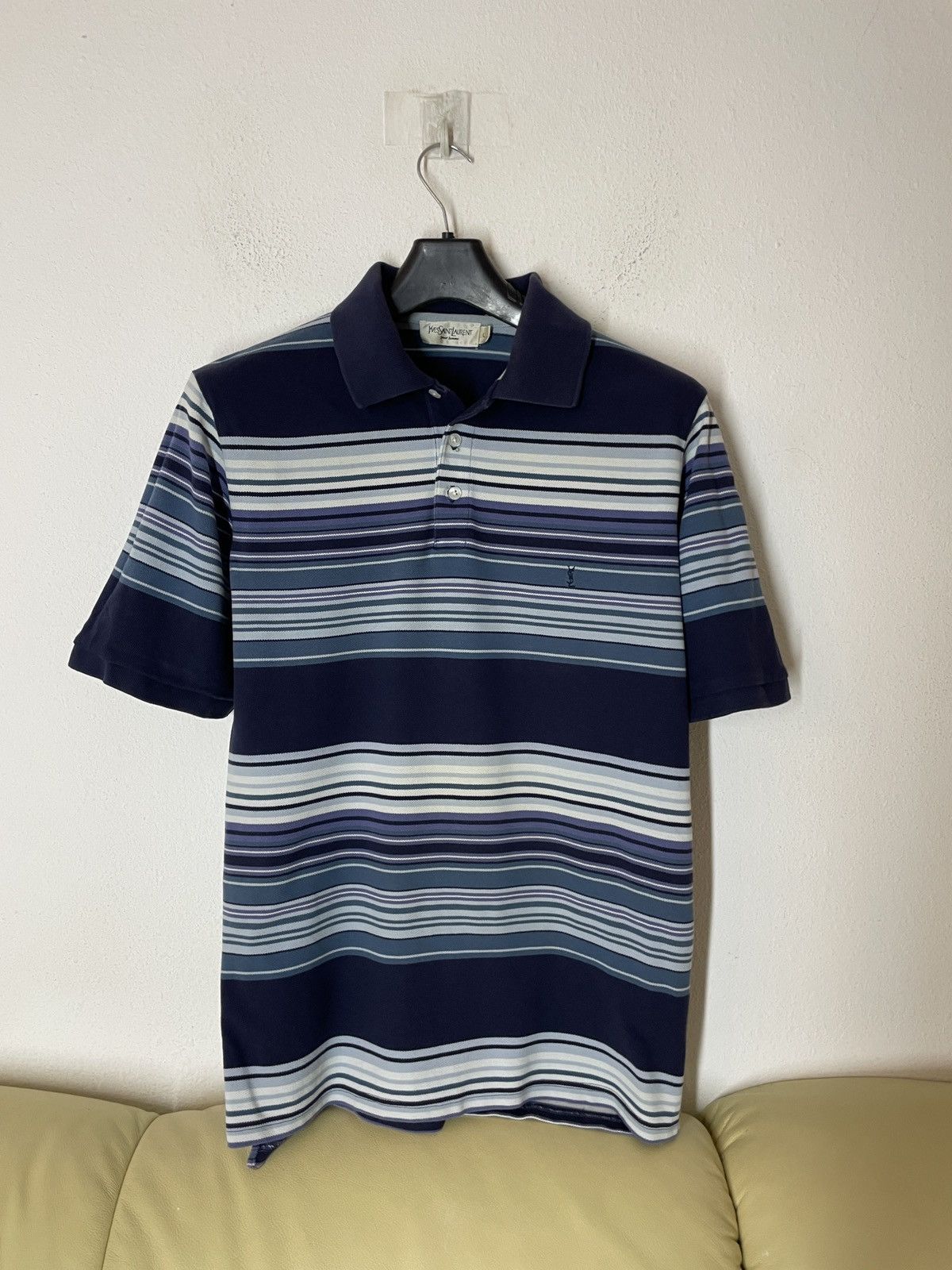 Yves Saint Laurent Vintage Yves Saint Laurent YSL striped Polo Shirt Size US L / EU 52-54 / 3 - 1 Thumbnail