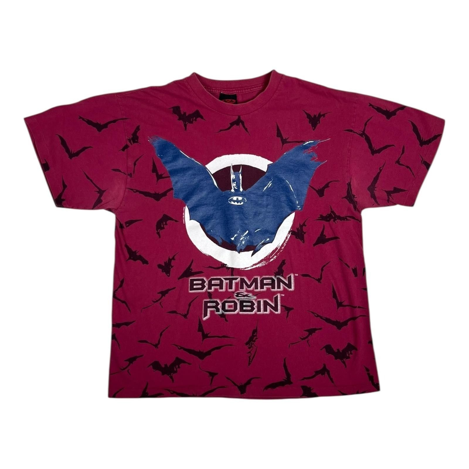 DC Comics Vintage Batman & Robin Shirt Mens Large Red All Over Print D Size US L / EU 52-54 / 3 - 2 Thumbnail